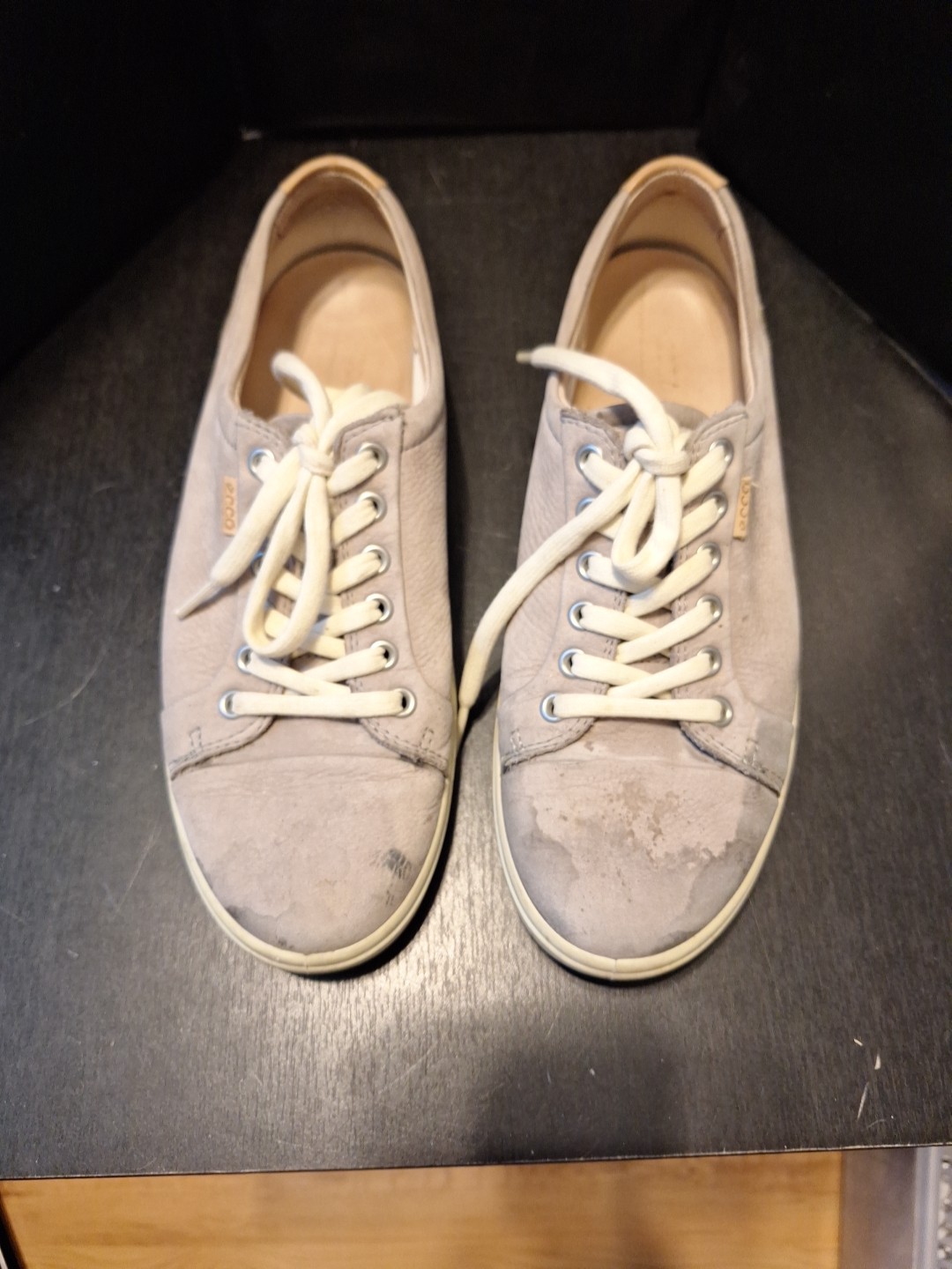 ECCO Soft 7 Grey Leather Walking Sneakers Comfort Casual Shoes Women’s