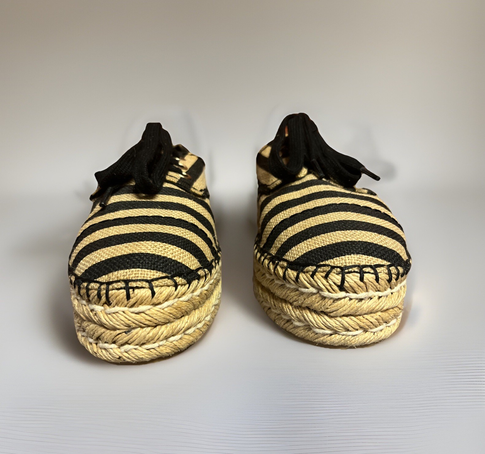Woman’s Alice + Olivia Rory Espadrille Shoes Striped Lace Up Platform Shoes 9.5