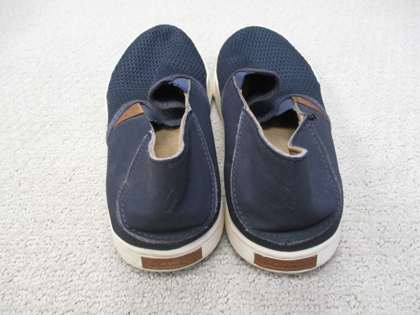 Olukai Pehuea Mesh Slip On Shoes Womens 10 Medium Navy Loafers Slide Drop Heel