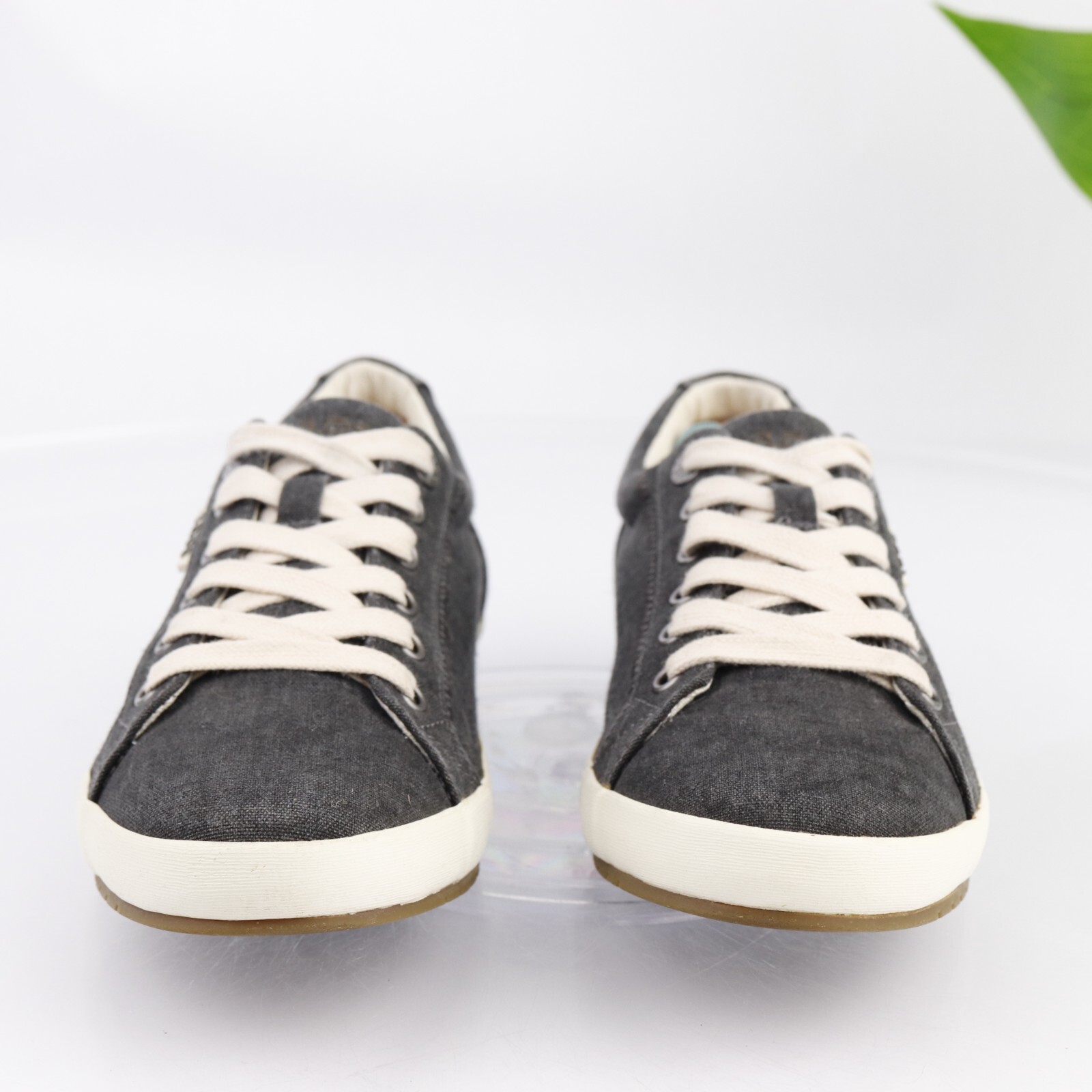 Taos Womens Star Sneaker Size 8 Dark Gray Washed Canvas Lace Up Walking Shoe