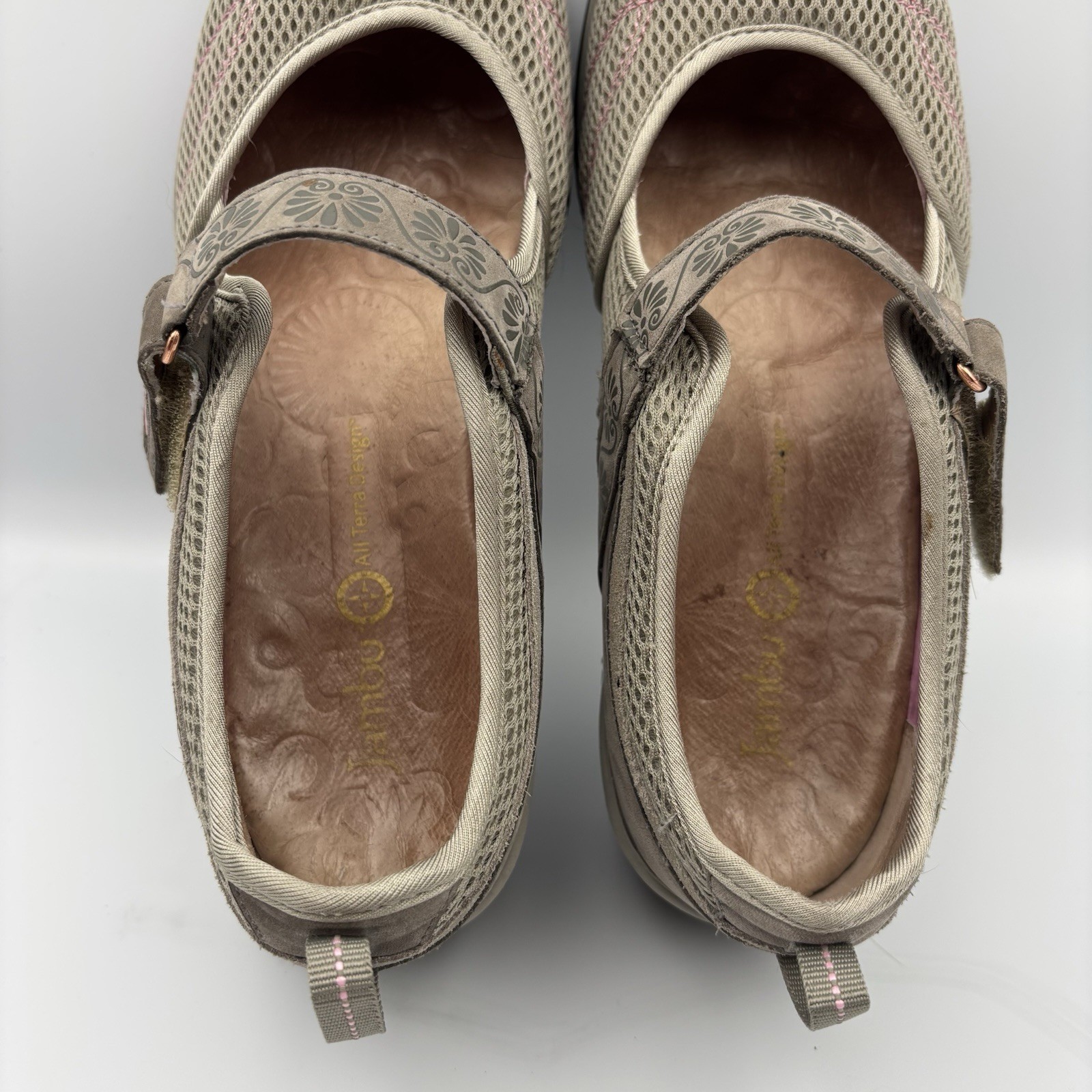 JAMBU Cascade Taupe Leather Mesh Shoes Mary Jane Terra Design Walk Womens Sz 8.5