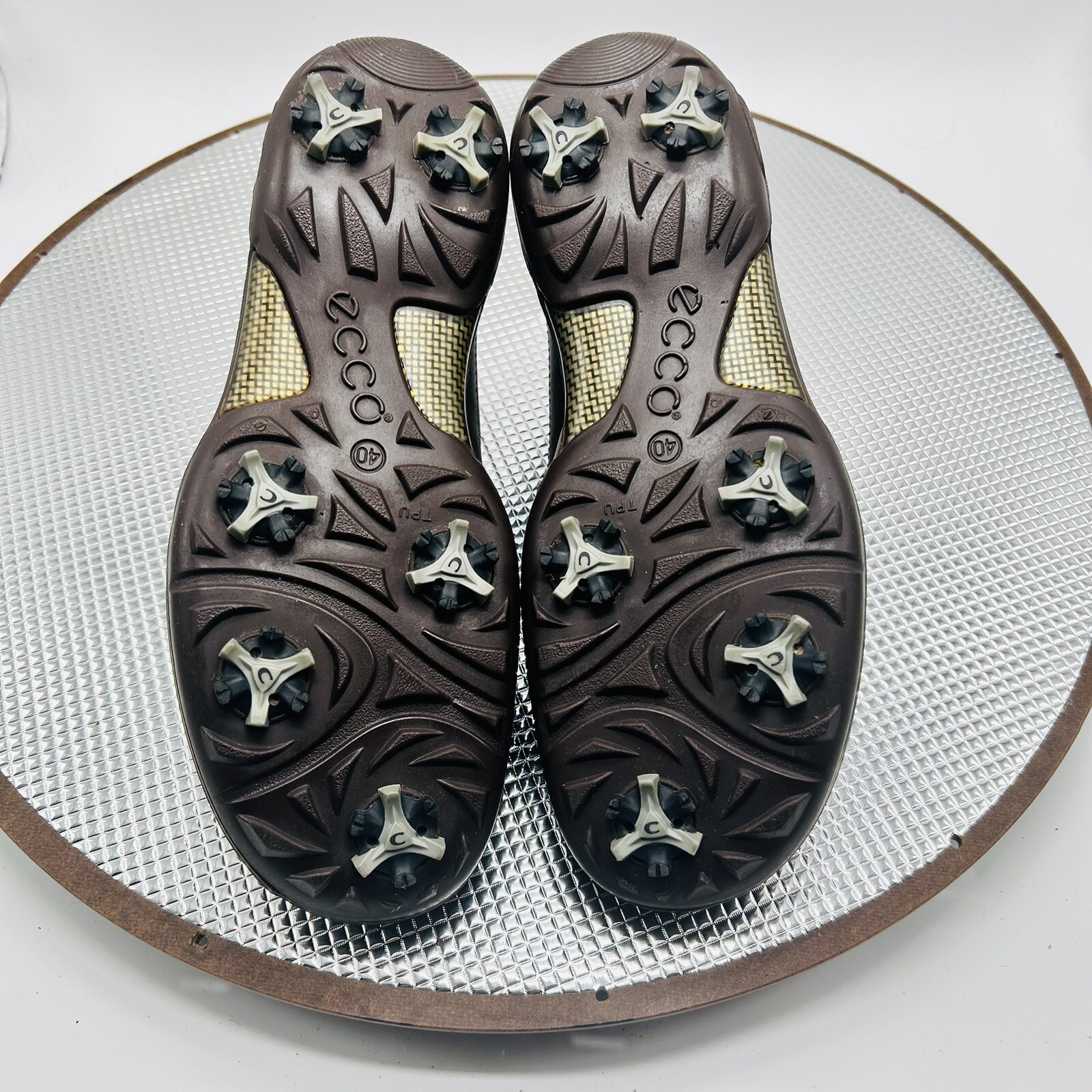 Ecco Hydromax Women Size US 9 EU 40 Comfort Brown Leather Hook & Loop Golf Shoes