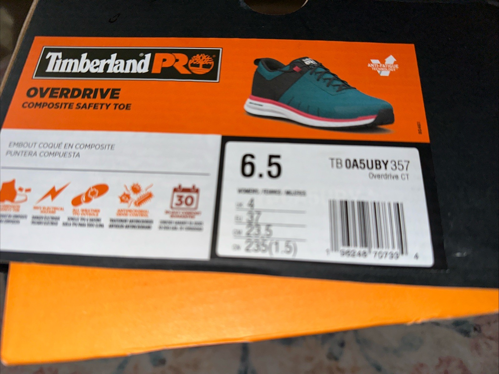 Timberland Pro Overdrive Composite Safety Toe Green 0A5UBY-357 Womens Size 6.5