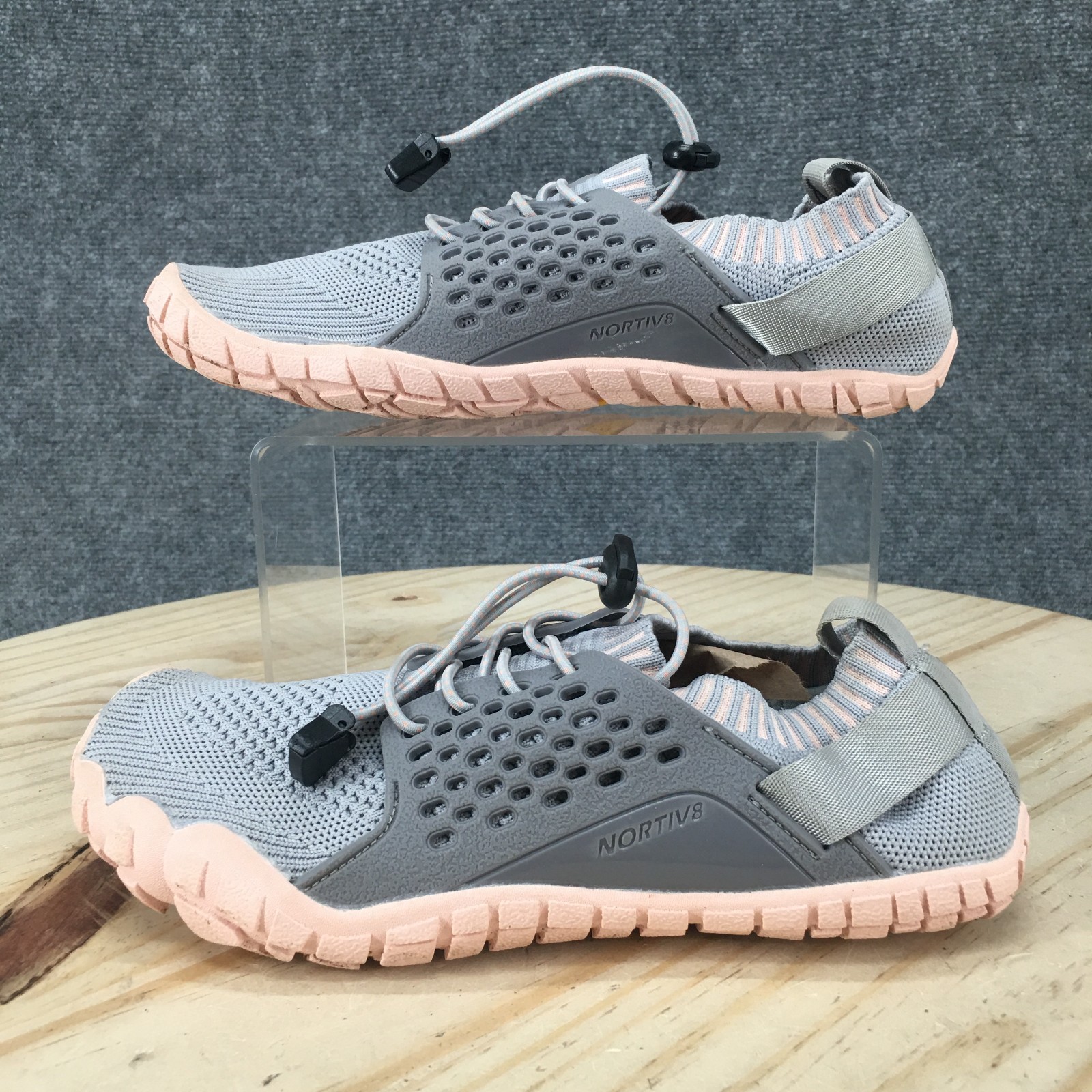 Nortiv 8 Shoes Womens 6.5 Treklady 2 Sporty Adjustable Water Sneakers Gray Mesh