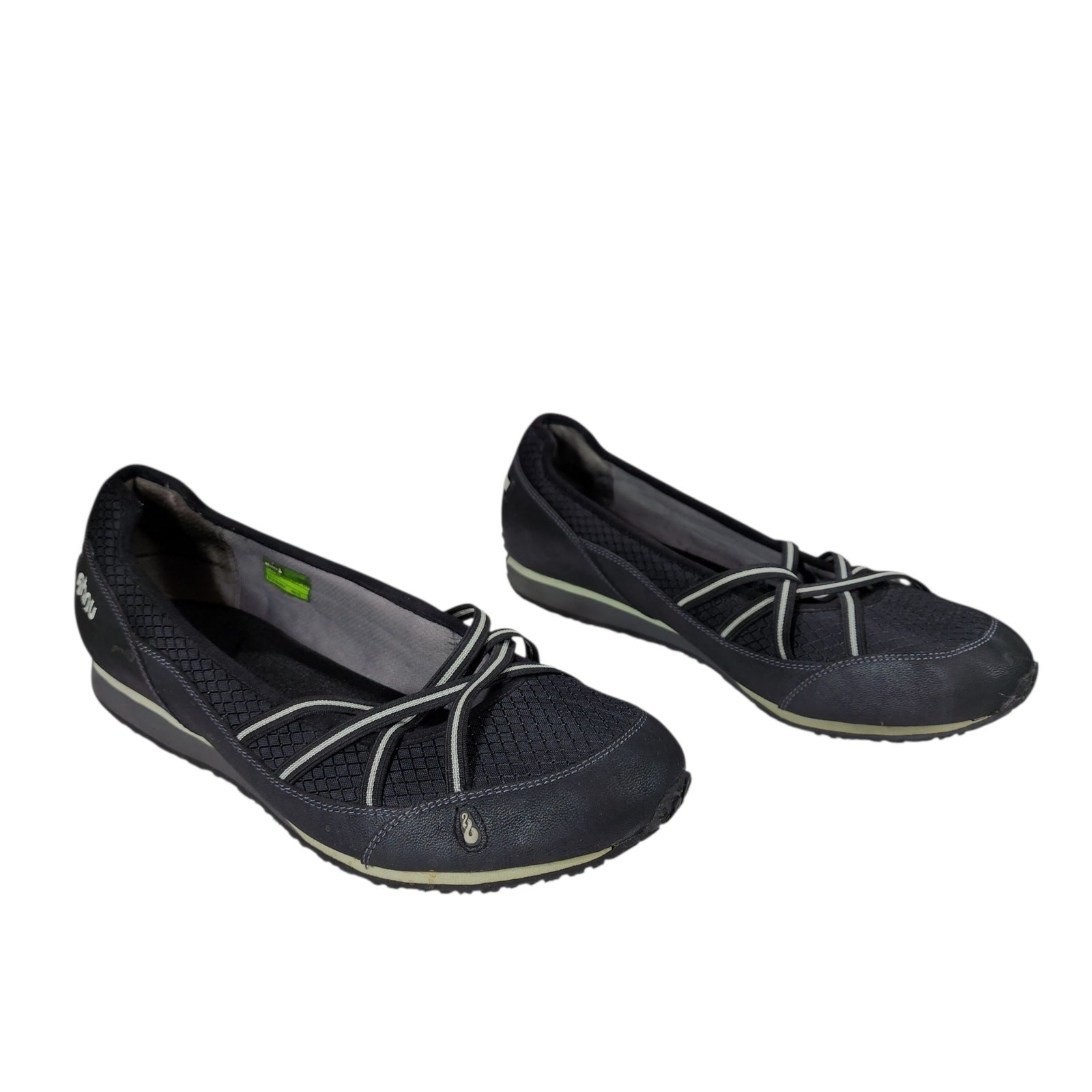 Ahnu Crissy II Loafer 11 Womens Black AF2562BLK Slip On Elastic Strap NEW INSOLE