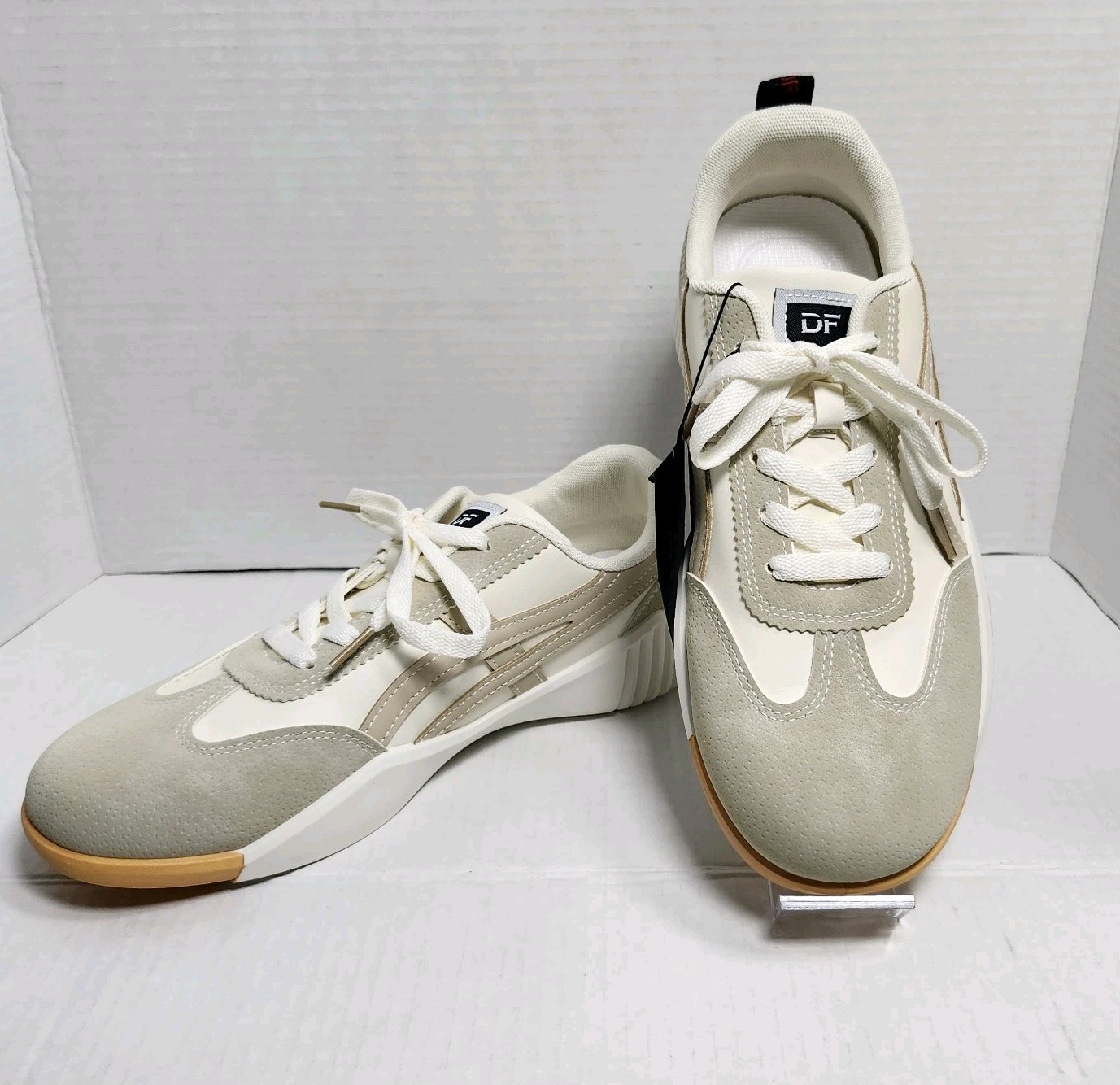 DF De Florance Shoes Womens Sneakers US Size 10 Tan Beige White Made In Italy