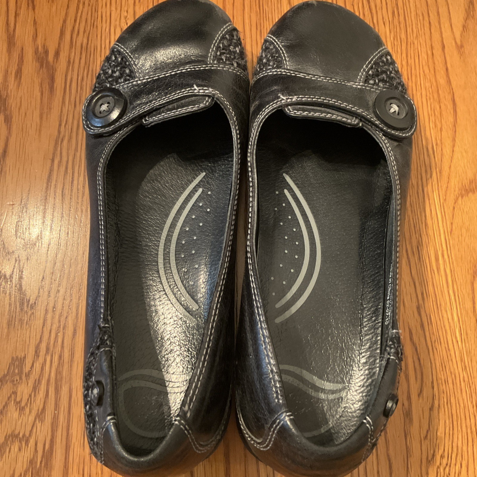 DANSKO Black Pam Button Slip On Comfort Leather Casual Shoes Womens Size 40