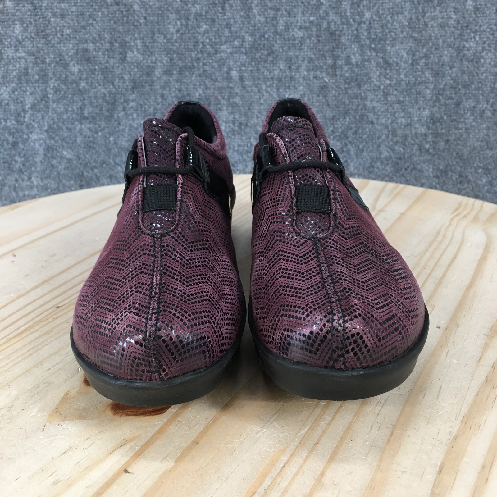 Wolky Shoes Womens 38 Purple Muse Slip On Loafer Leather Comfort Round Toe Wedge