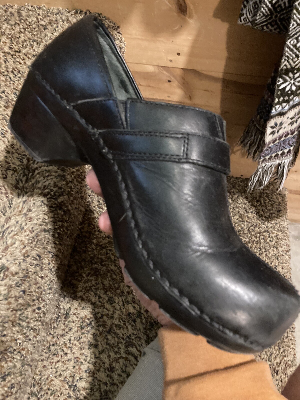 Dansko Solstice Button Strap Black Closed Clogs Professional Size 39 US 8.5-9