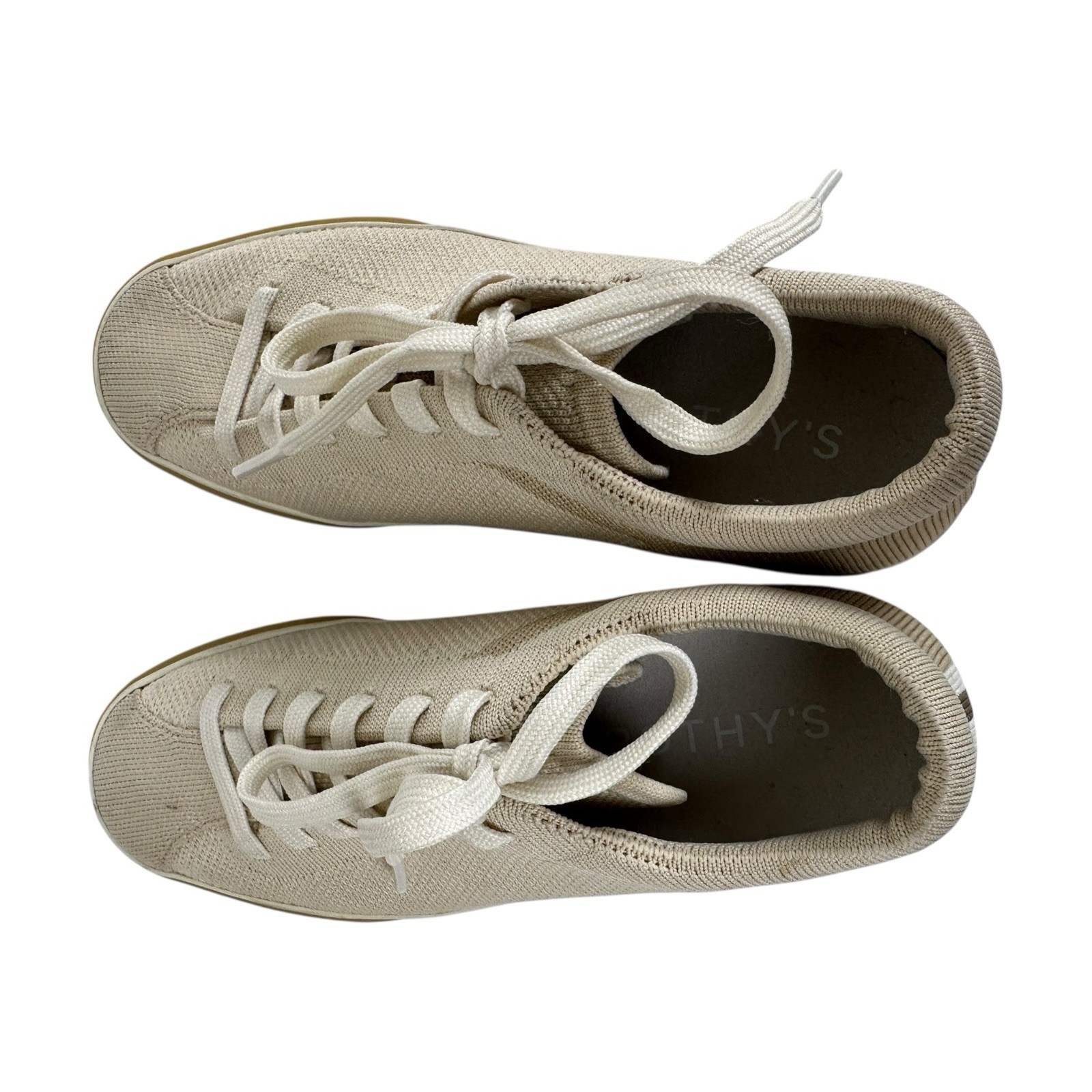 Rothy’s Knit Lace Up Sneaker Women Size 7 Cream Washable Sustainable Comfort