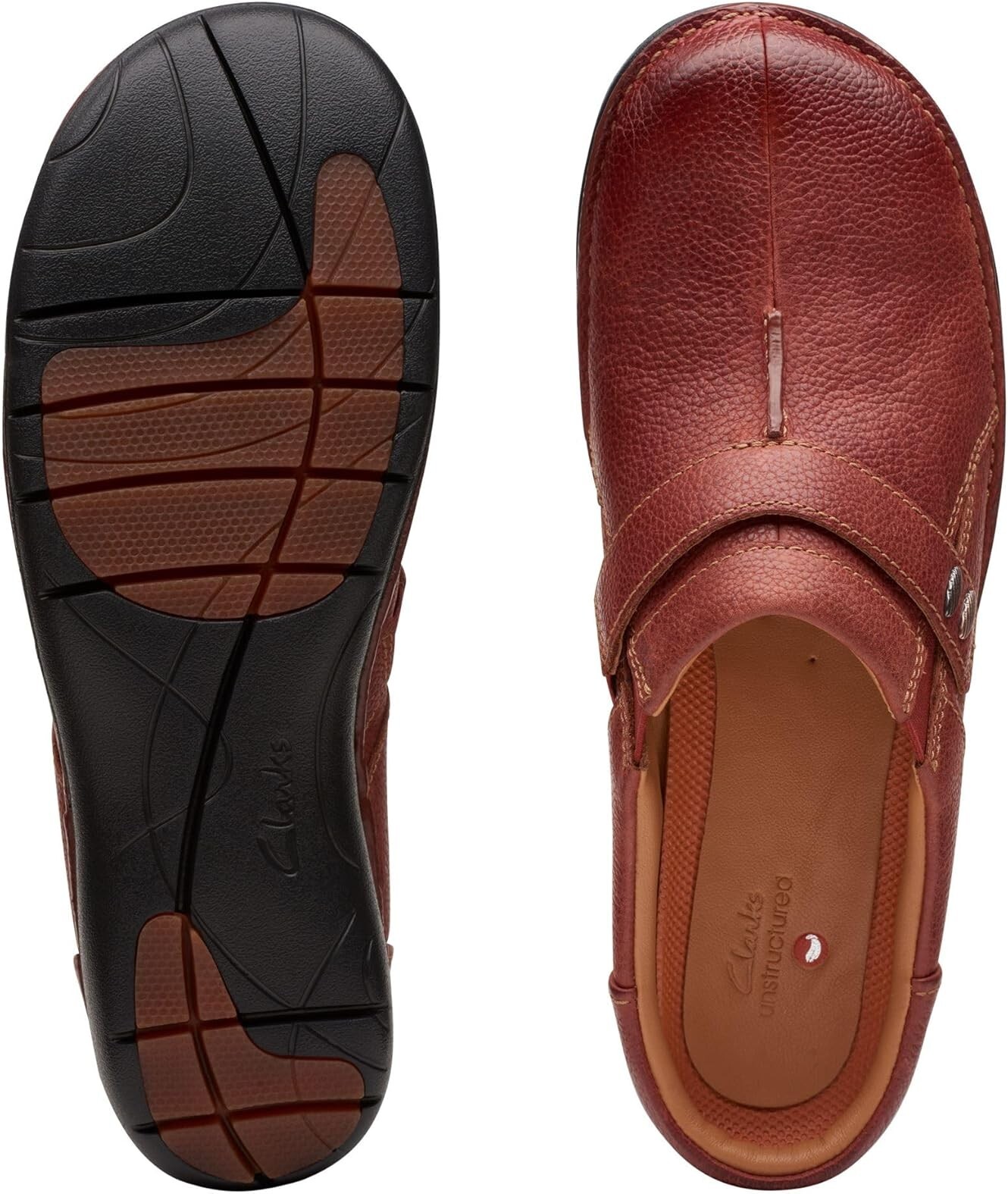 Clarks Womens Un Loop Ease Clog Chestnut Leather 26174967