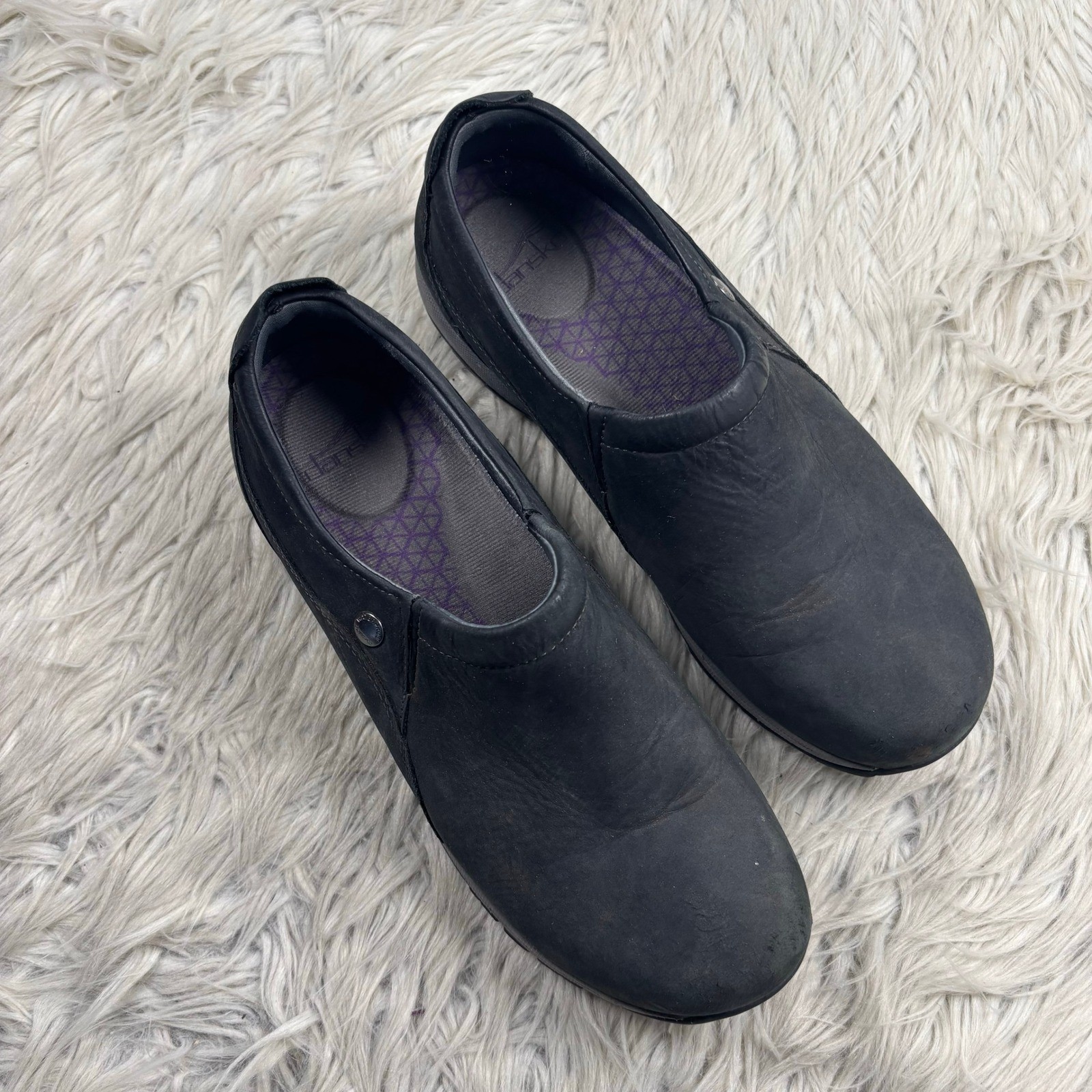 Dansko Women’s 40 Black Nubuck Leather Patti Slip-on Shoes Sneakers Comfort