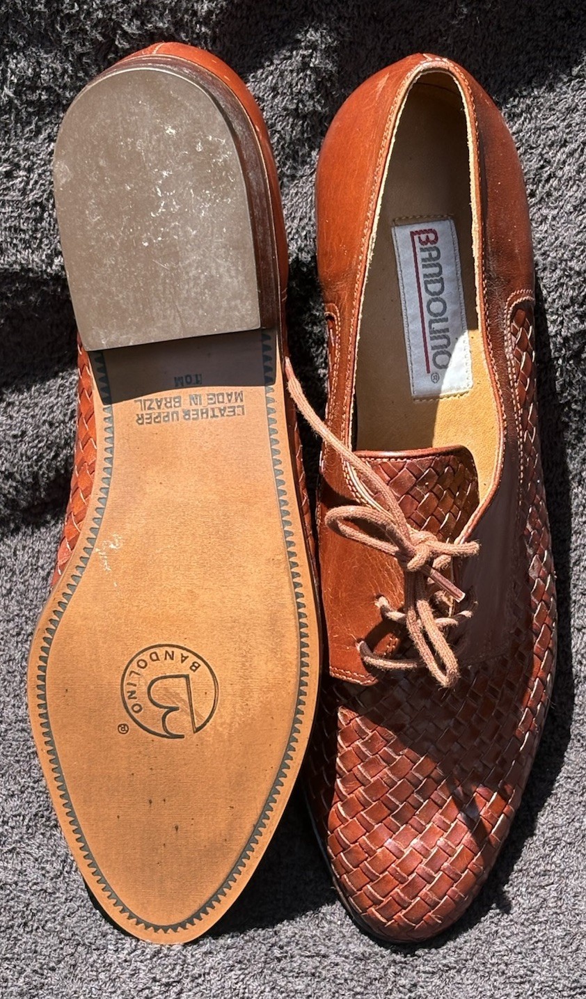Vintage Bandolino Brown Woven Leather Oxford Women’s US10M Made In Brazil