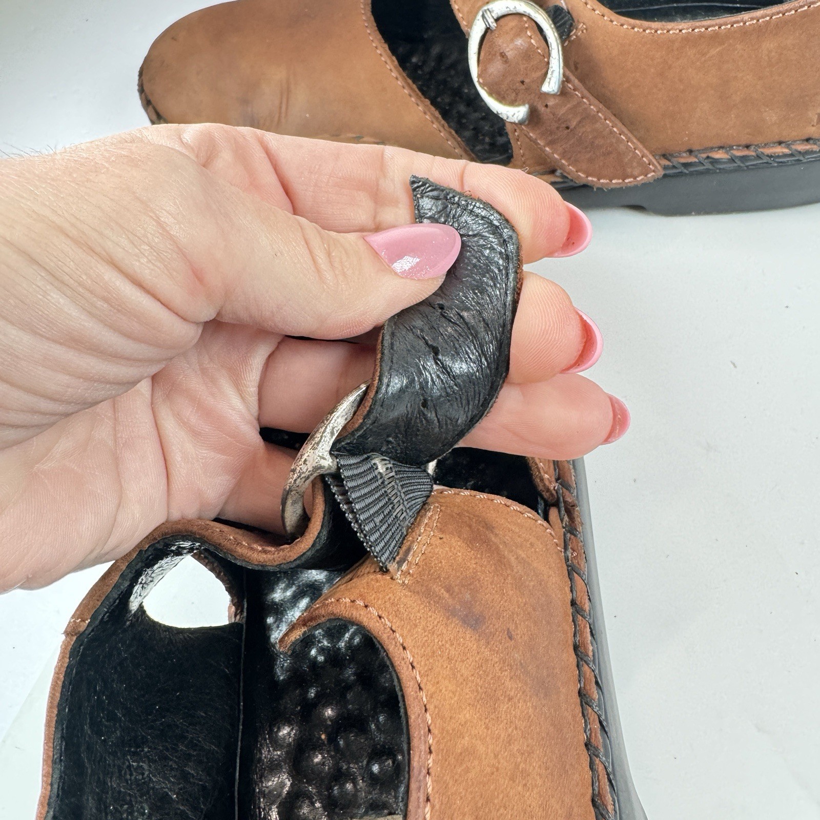 Josef Seibel Air Massage Mary Jane Ring-Buckle Shoes EU 40 US 9-9.5 Brown