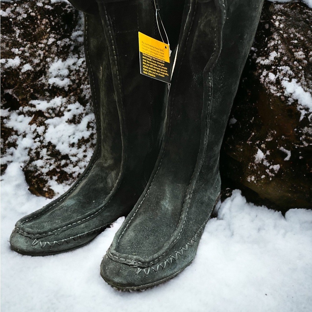 New Gola Suede Mid- Calf Boots , Side Zip, Black or Brown in Multiple Sizes