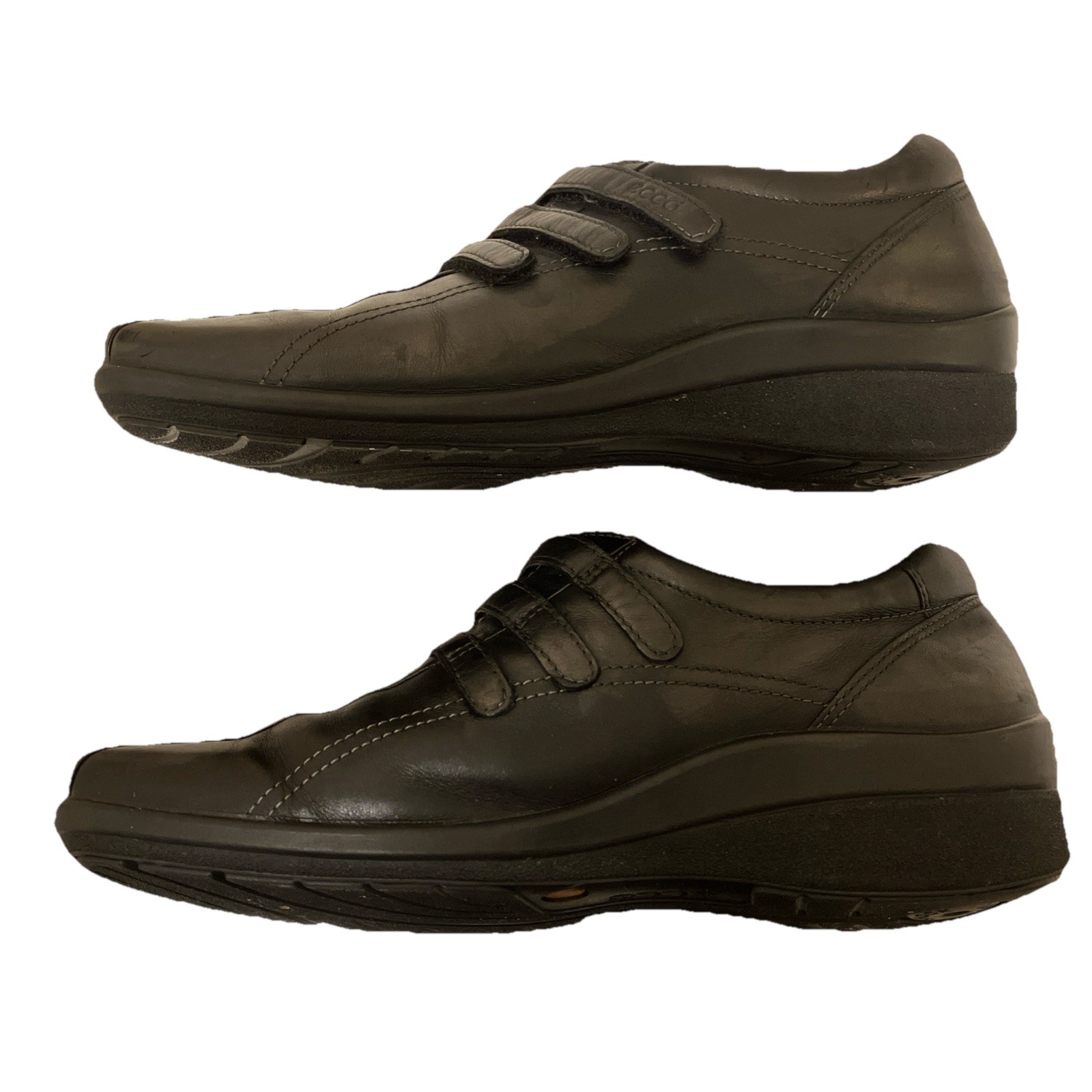 ECCO Women’s Hook And Loop Comfort Shoes Size 9 Black Leather Oxfords Sneaker 40