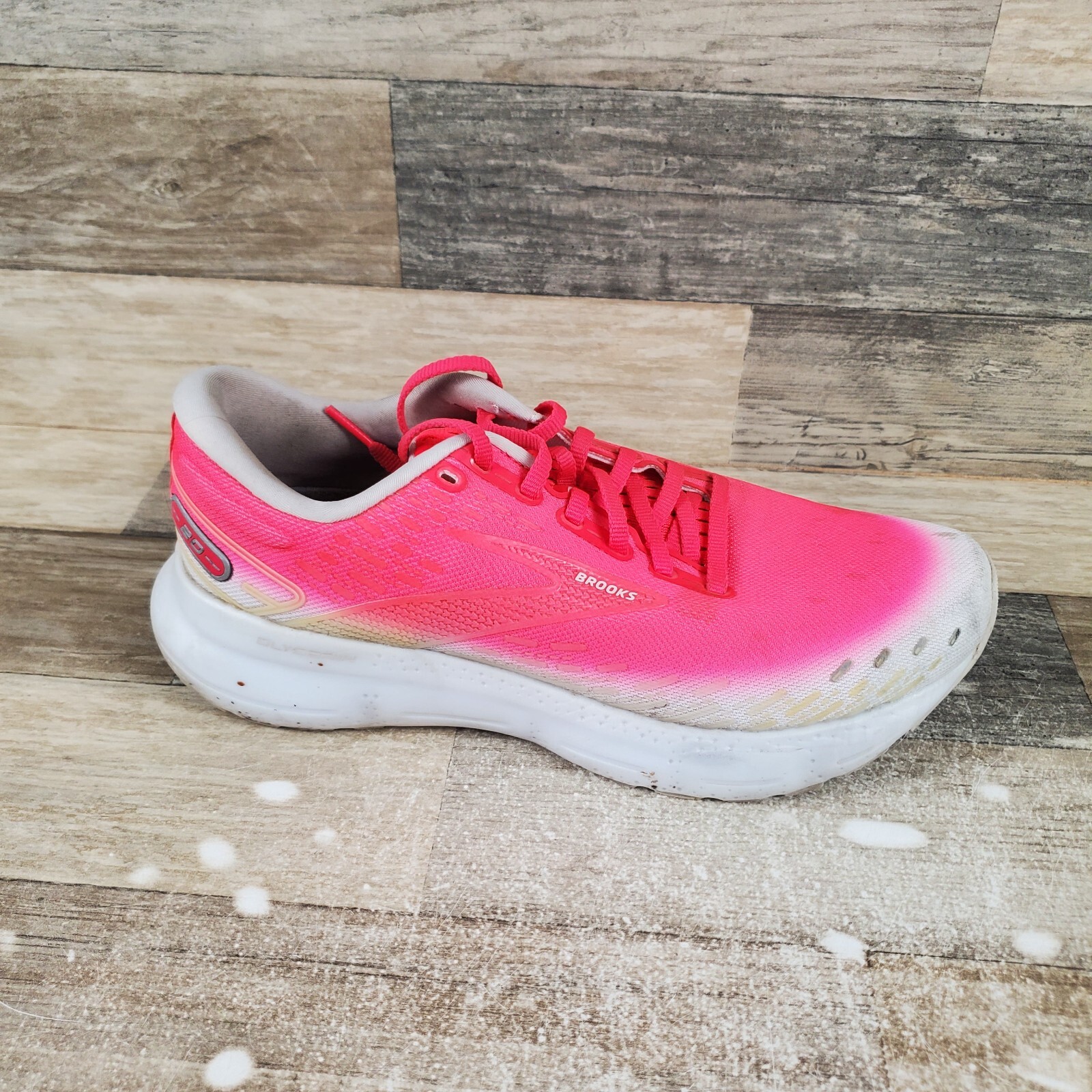 Brooks Glycerin 20 Womens Shoes Sz 10 B Diva Pink lilac White Lace-Up Sneakers