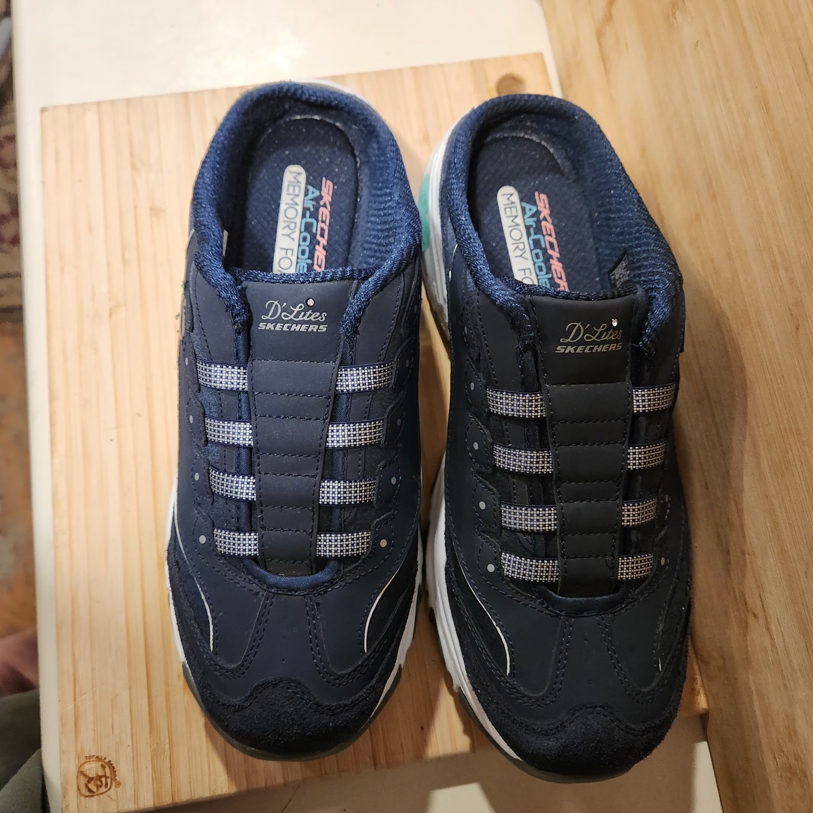 Skechers D’Lites Resilient Navy Blue Slip On Mule Sneaker Clog Women’s Size 11