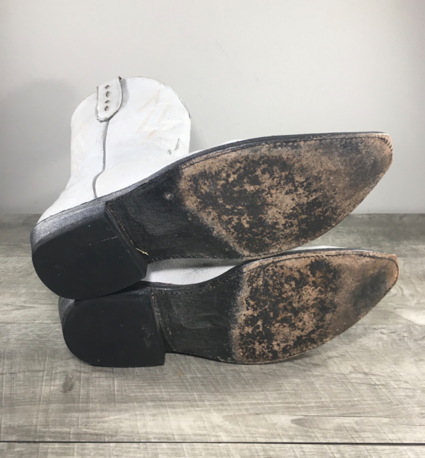 Womens Mexicana Brand Distressed White Leather Cowboy Western Roper Boots 11 USA