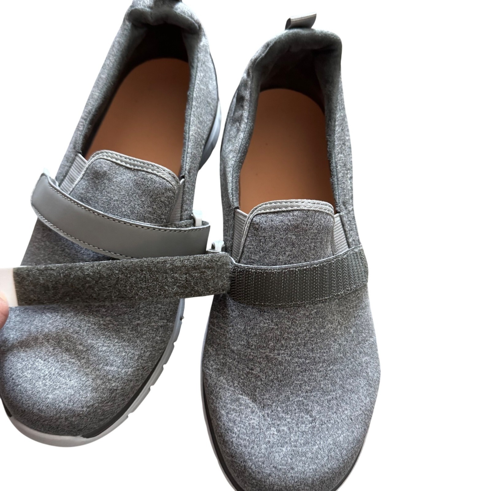 Anodyne Slip-On Athletic Shoes Sz 7.5 XW With Adjustable Strap Gray