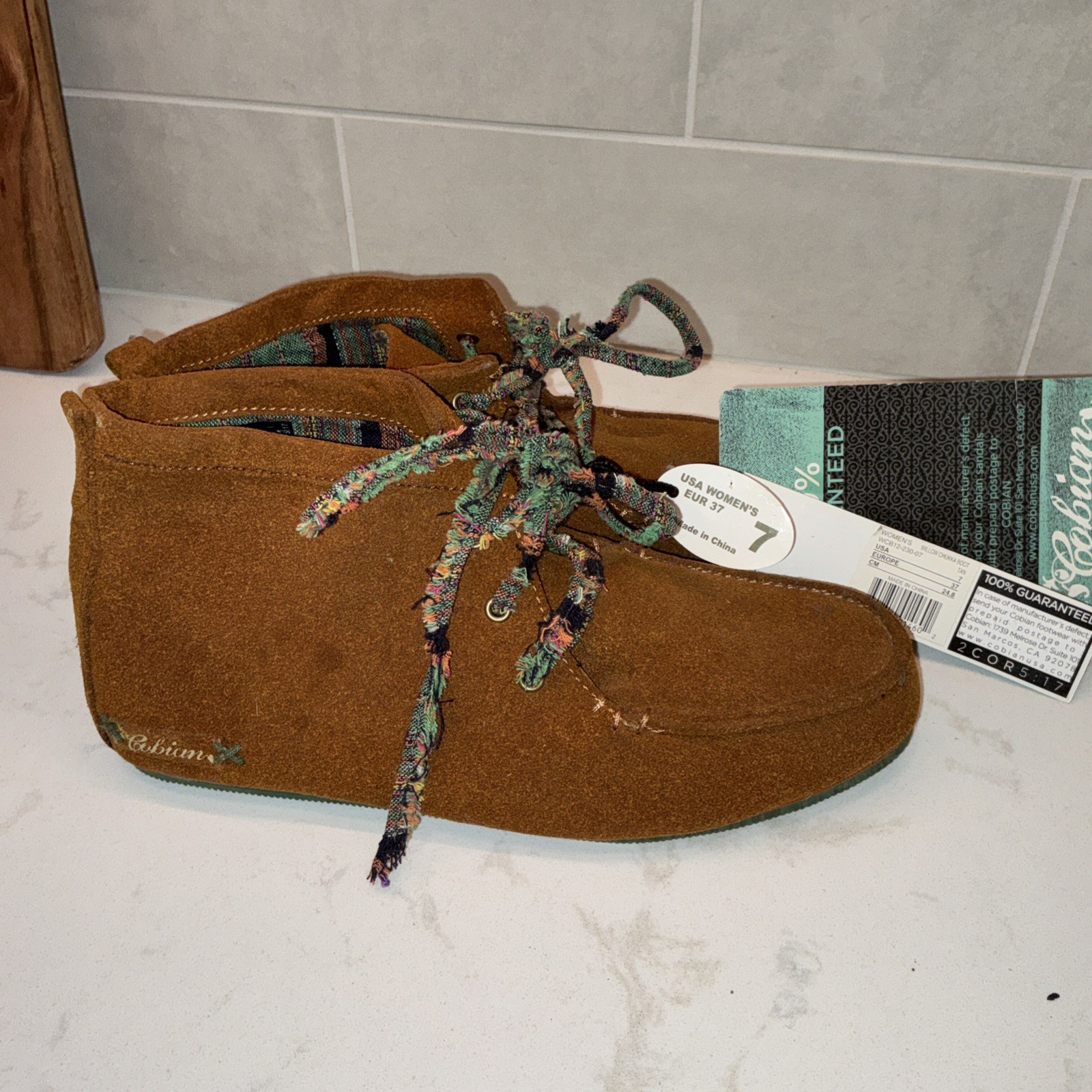 Cobian Willow Desert Chukka Boots Lace Up Suede Brown/Orange US 7 Native Boho