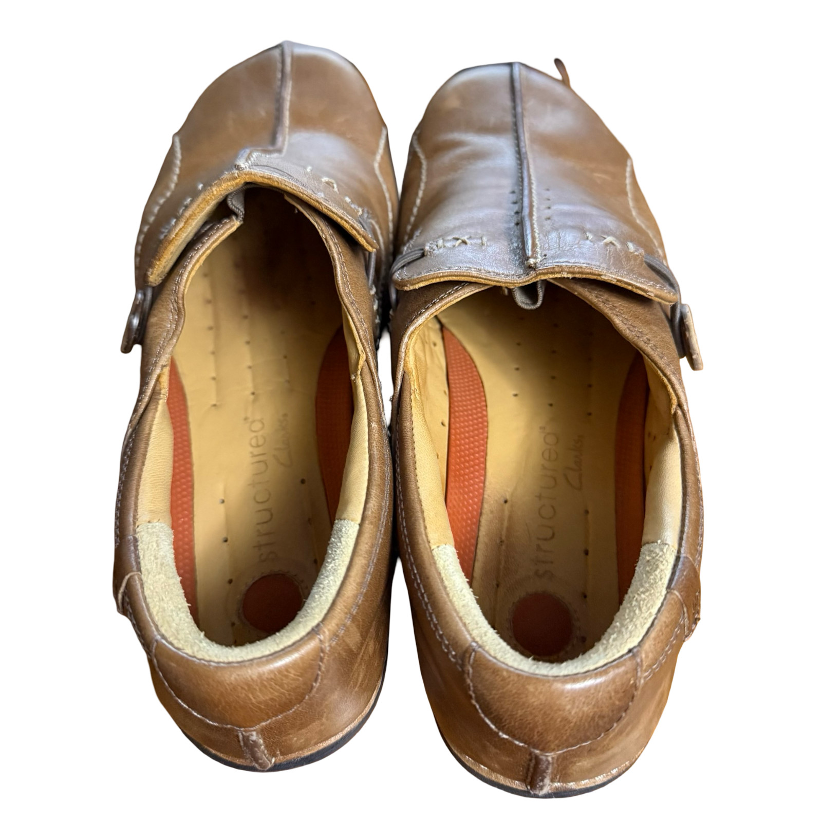 Clarks Unstructured Un Loop Tan Slip On Leather Loafers Comfort Shoes Flats 8 W