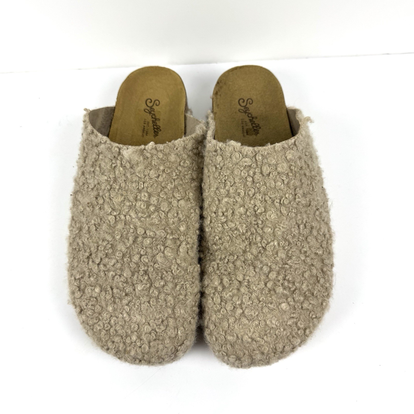 NEW Seychelles New Routine Mules Clogs Taupe Synthetic Shearling Fur Women’s 10