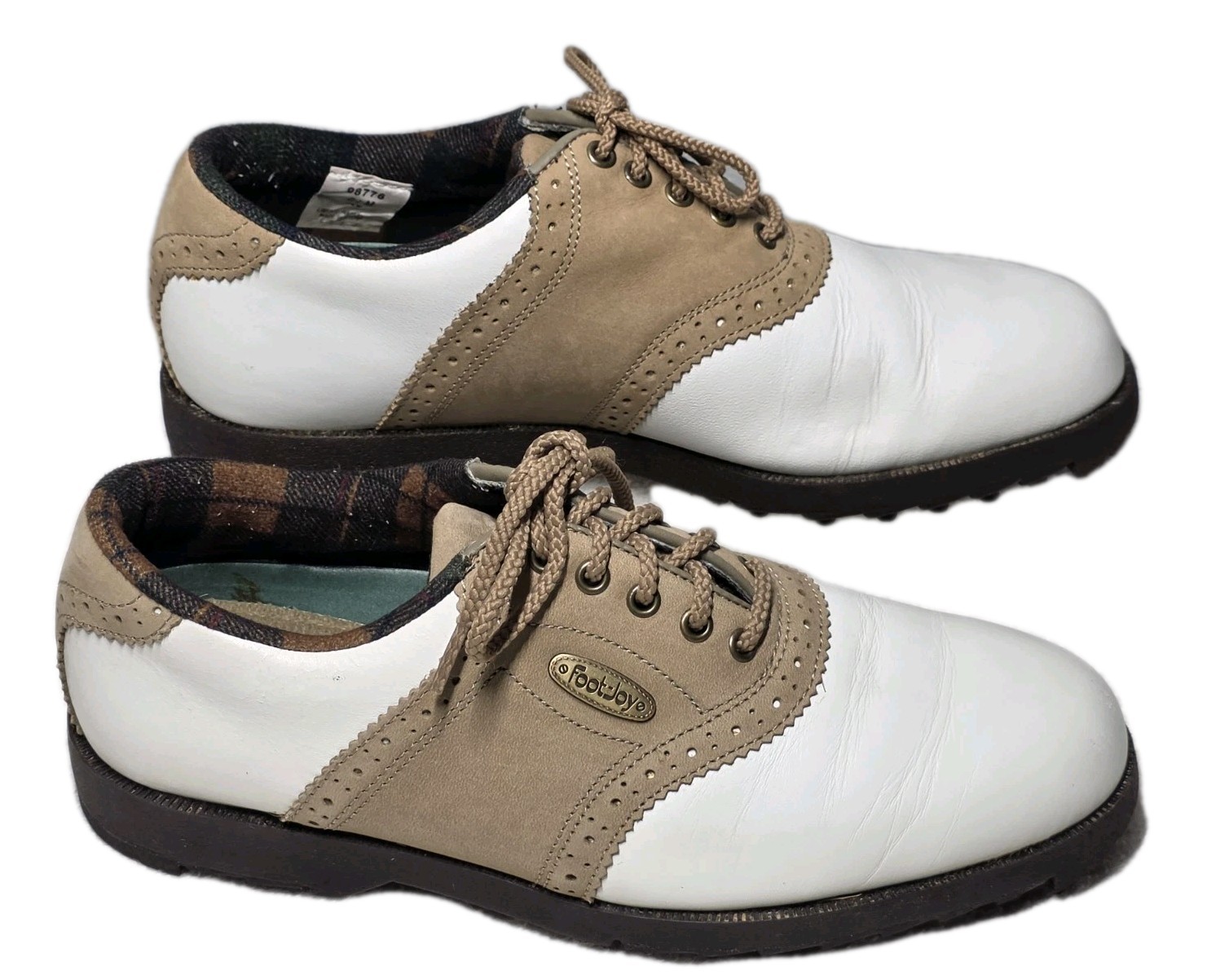 FootJoy Shoes Womens 6.5 M Soft Joys Sierra Spikeless Golf Oxford White Brown