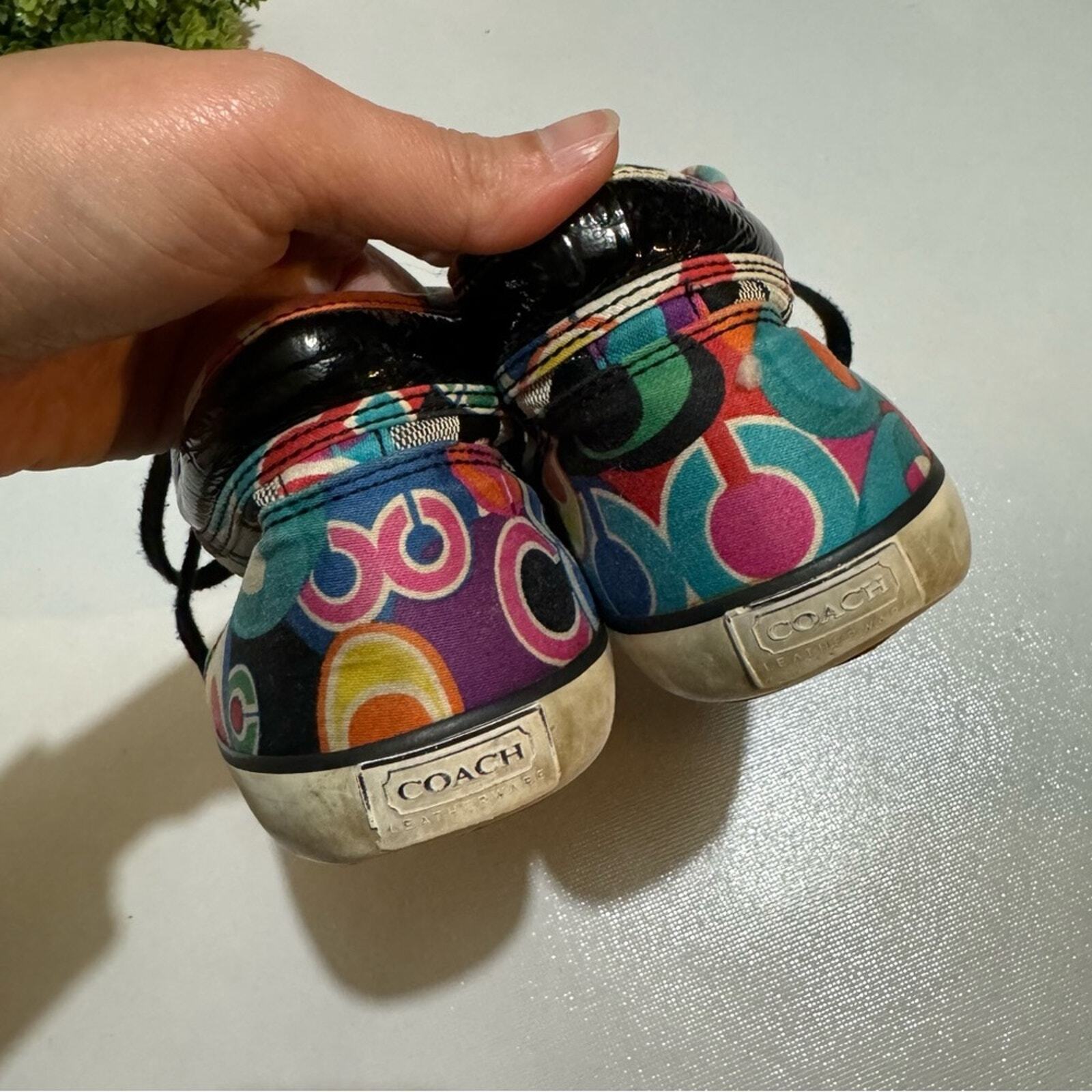 Coach Gray Black Signature Colorful Rainbow Lace Yp Sneakers Women’s Size 6.5