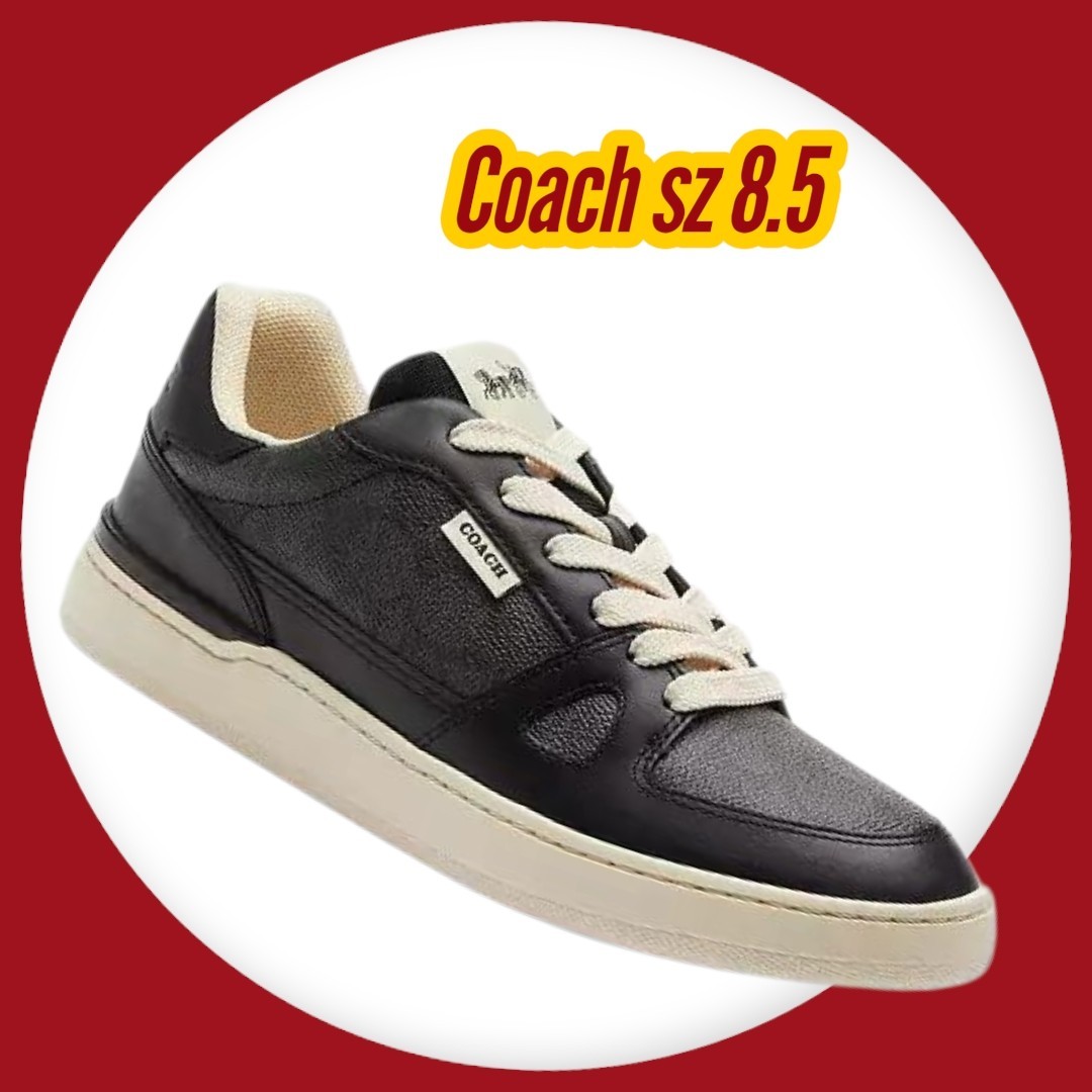 COACH Women’s Clip Court Low Top Sneaker Signature Coated Canvas Black Size 8.5B