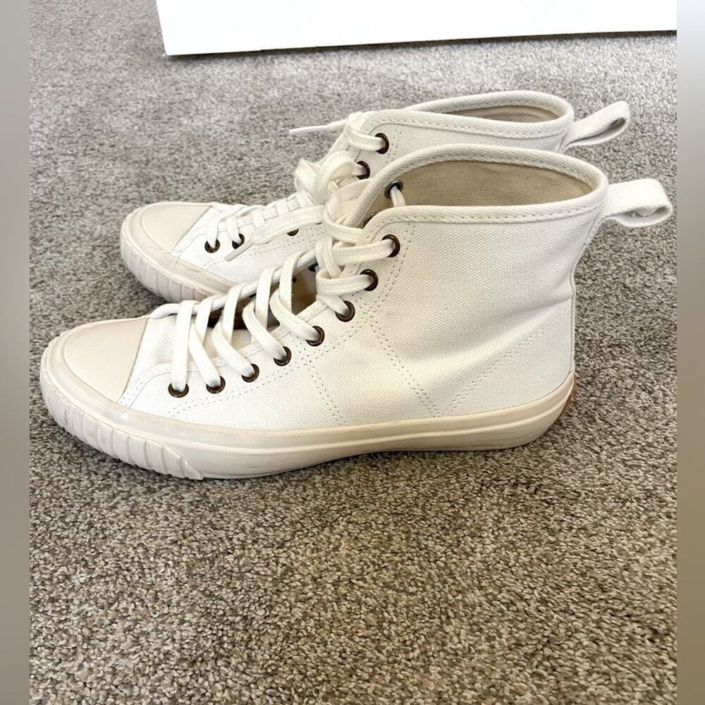 J.Crew – Classic High-Top Sneakers Upper Cloth & Rubber Sole – Cream – Size 6.5