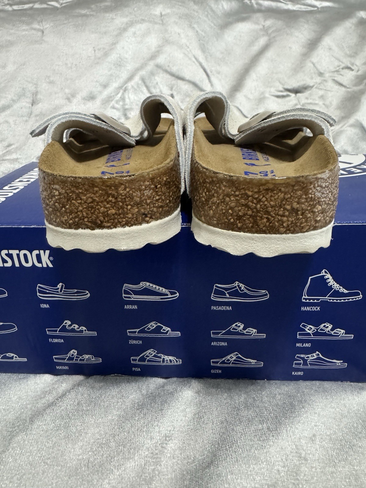 BIRKENSTOCK Lugano Soft Footbed Antique White Suede Women’s Size 37 Narrow Fit