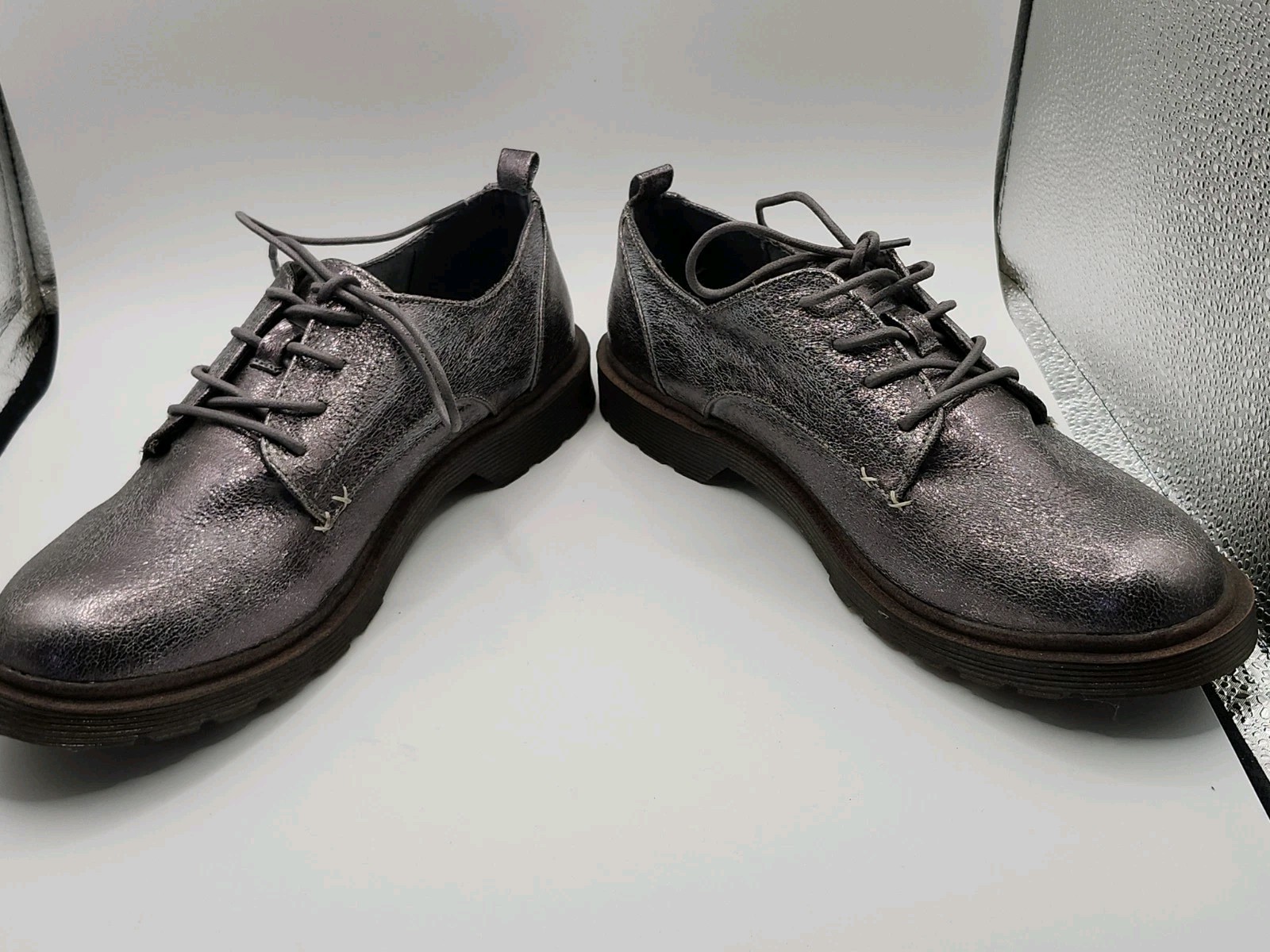 Coolway Shoes Womens Size 9.5 Casual Silver Metallic Grey Shiny Claire EU 40