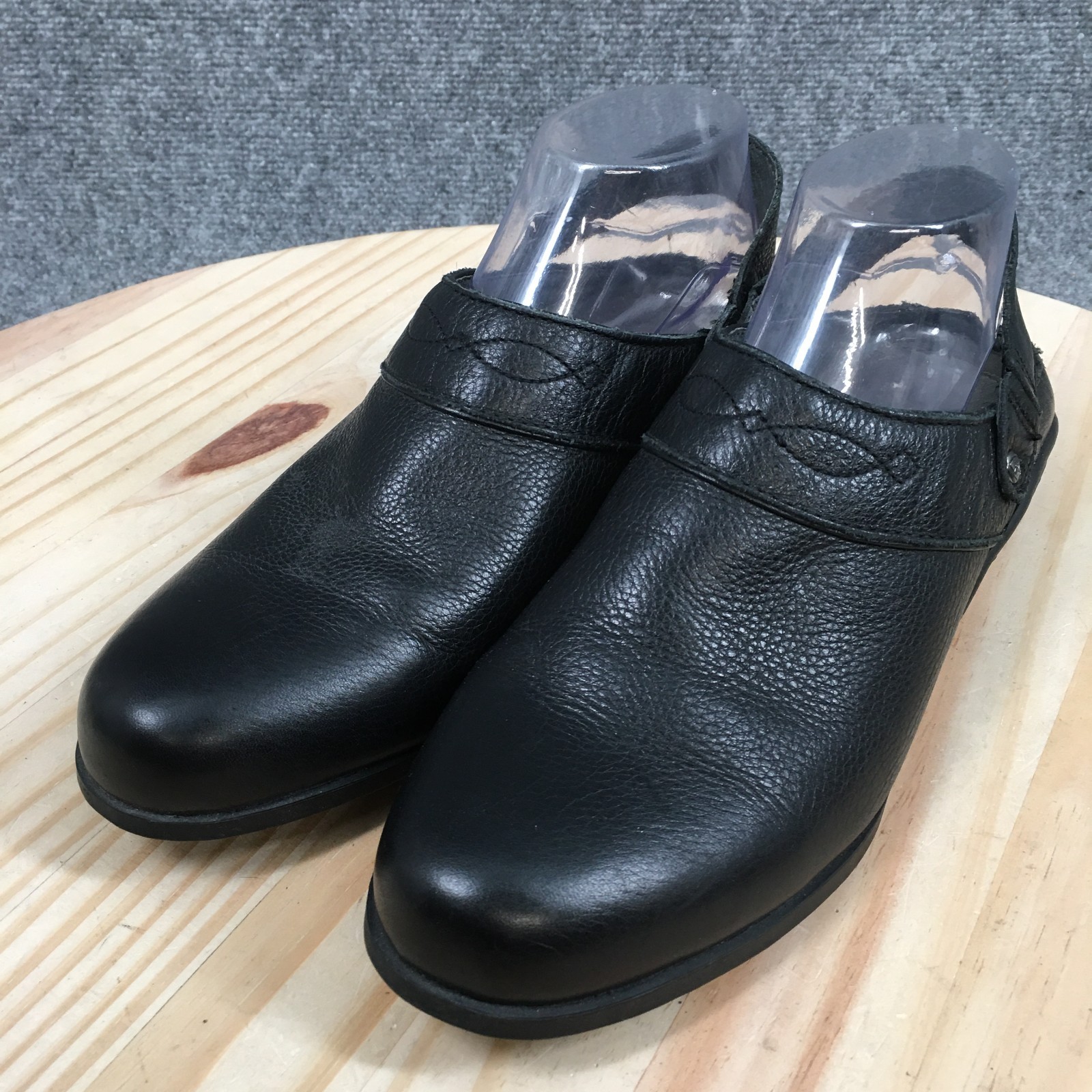 Ariat Shoes Womens 9.5B Slingback Black Leather Slip On Almond Toe Block Heels