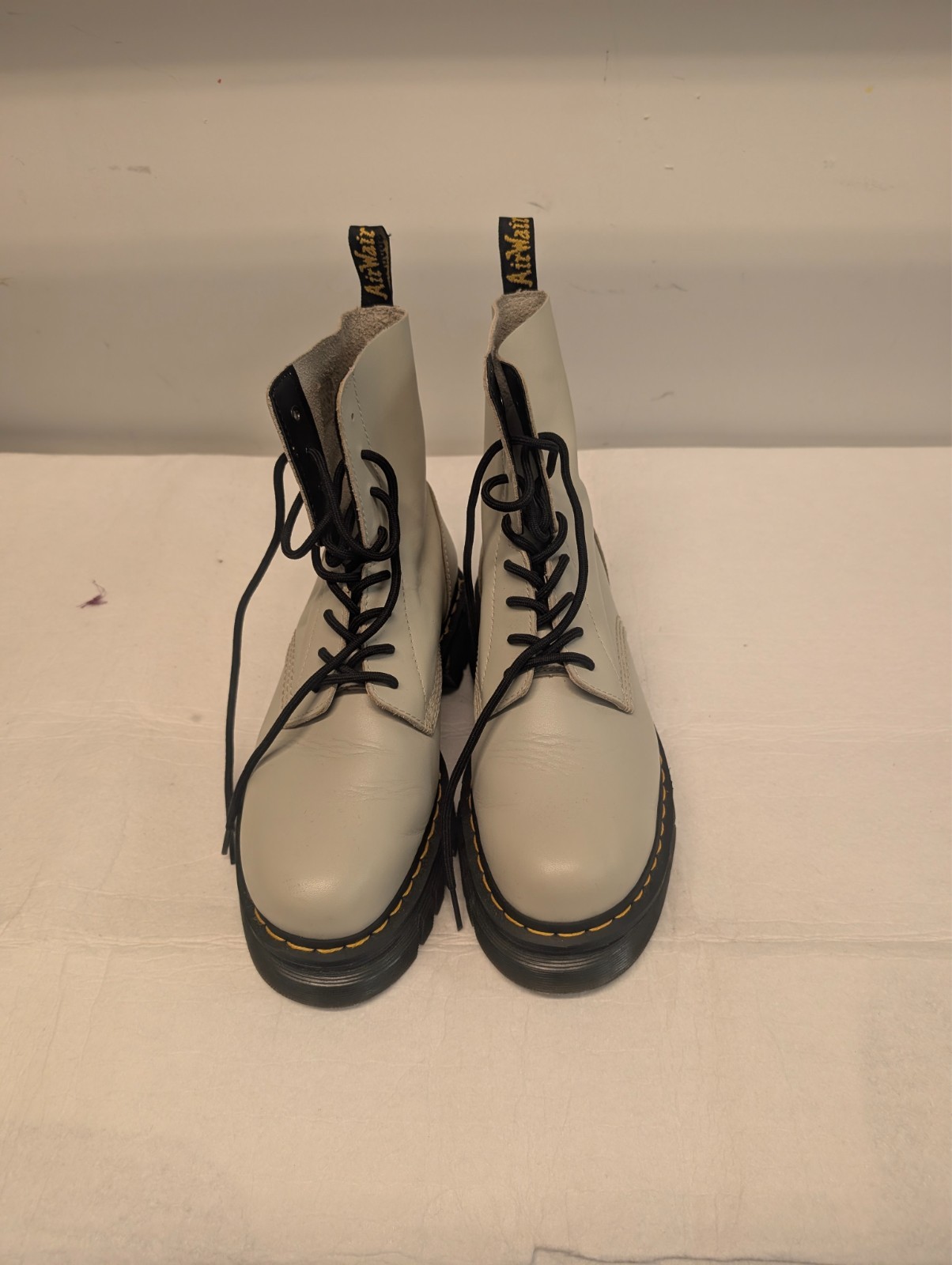 Dr Martens Audrick Quad Boots Women 12 Platform Cobblestone Grey Chunky Lug Boot
