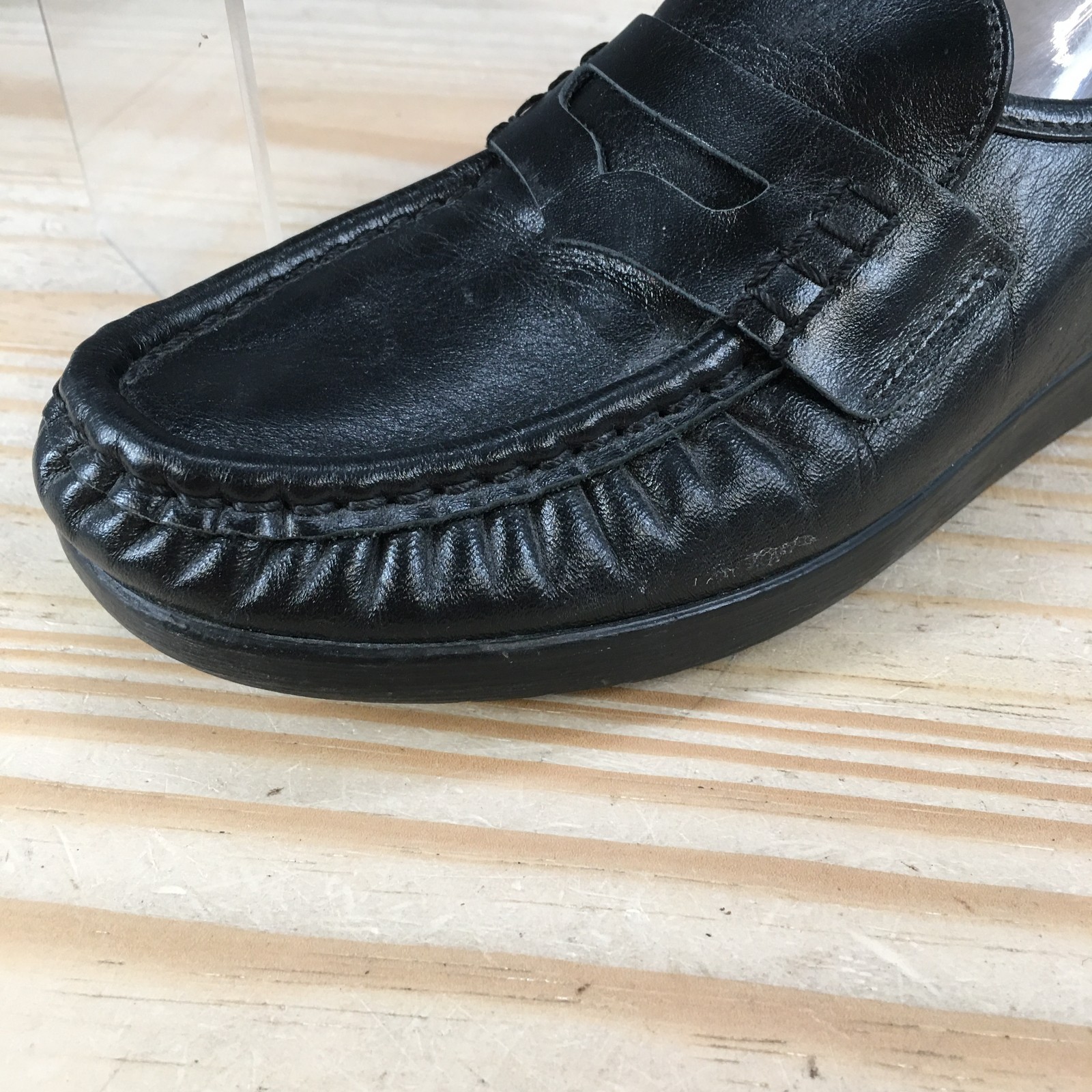 SAS Shoes Womens 9 E Handsewn Casual Slip On Moc Toe Loafers Black Leather
