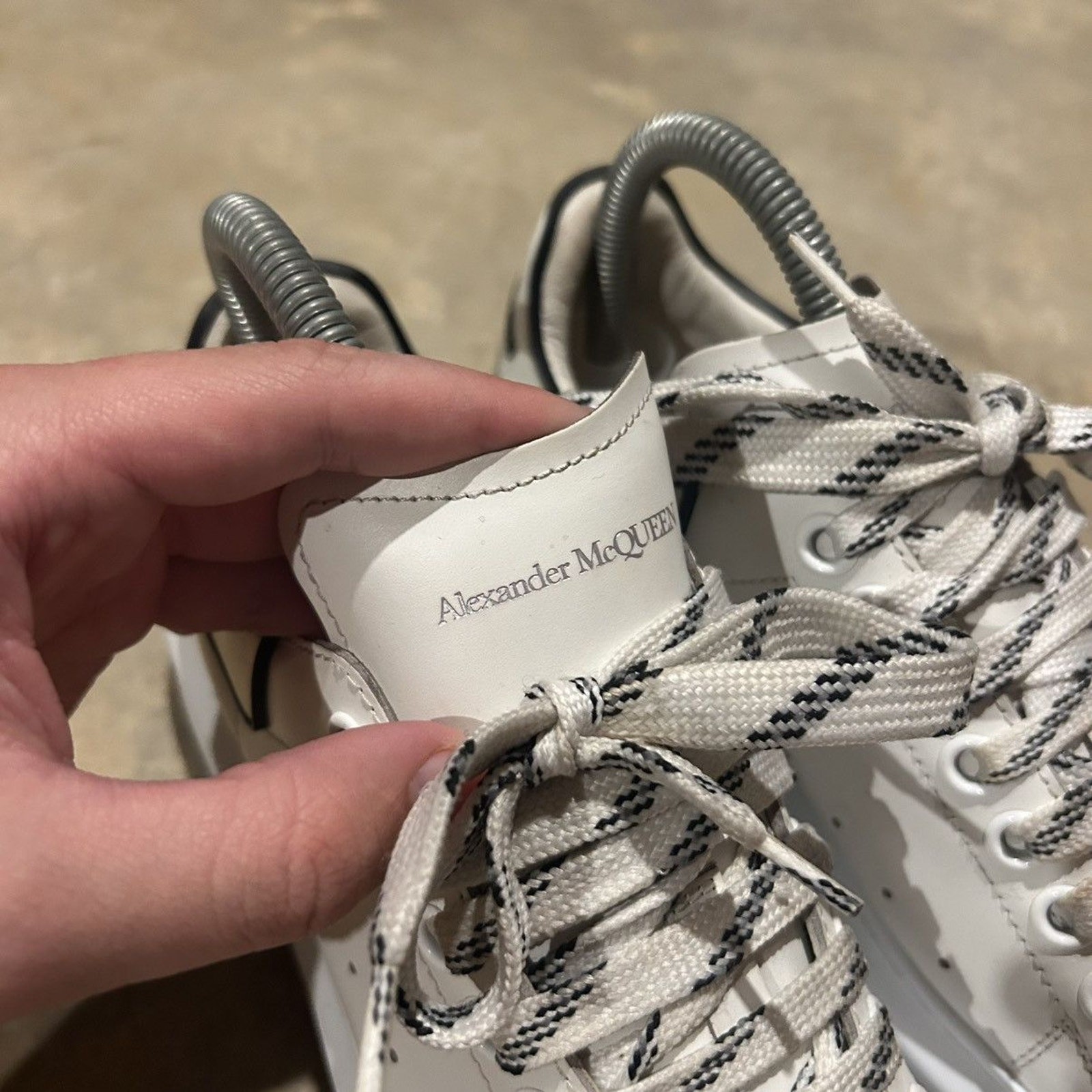 Alexander McQueen Oversized Calfskin Sneakers Black White EU 37 / US Women’s 6.5