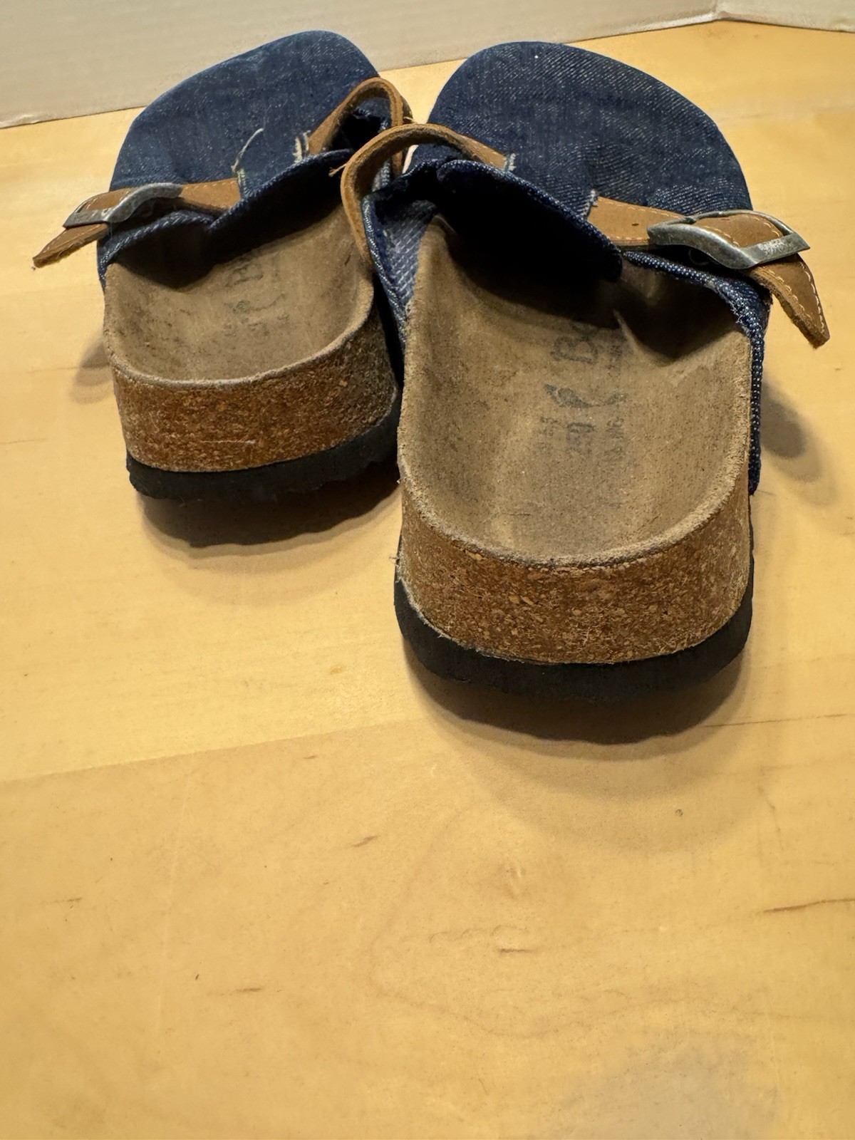 Birkenstock Betula Wm’s Blue Canvas Comfort Clogs Cork Footbed BuckleEU 39 US 8
