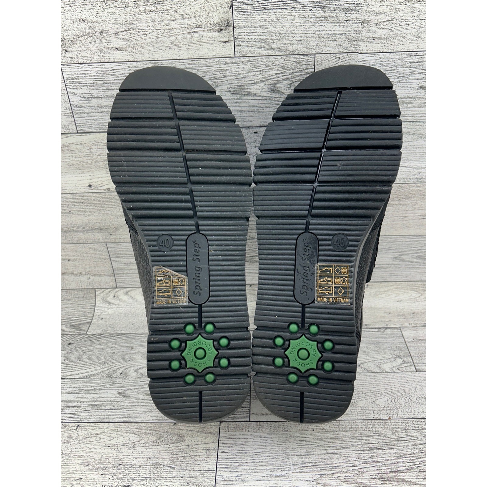 Spring Step Comfort Slip On Loafers Black Snake Embossed Embellished Size 40