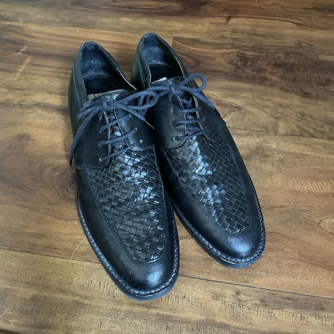 Seychelles Black Woven Leather Lace-Up Oxford Dress Shoes Almond Toe US 8M