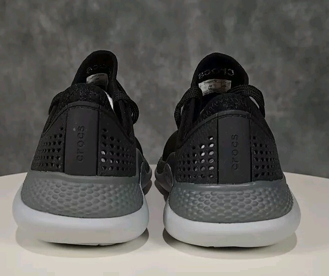 Crocs Literide 360 Pacer Women’s 8 Black Gray Lace Up Shoes Sneakers 206705