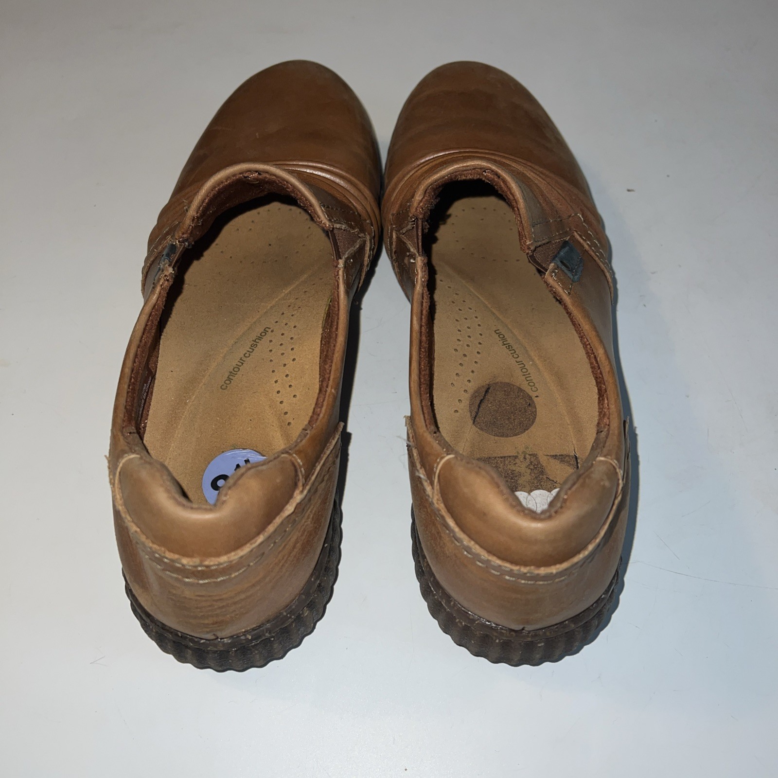 Clarks Magnolia Faye Saddle Brown Leather Ruched Slip On Loafer Moccasin 8.5