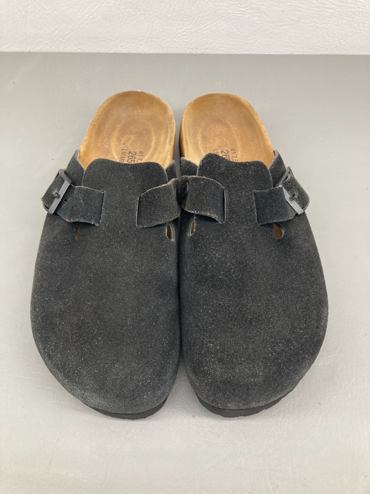 Birkenstock Womens Betula Boston Sandals Size 41 US 10 Narrow Black Suede Mules