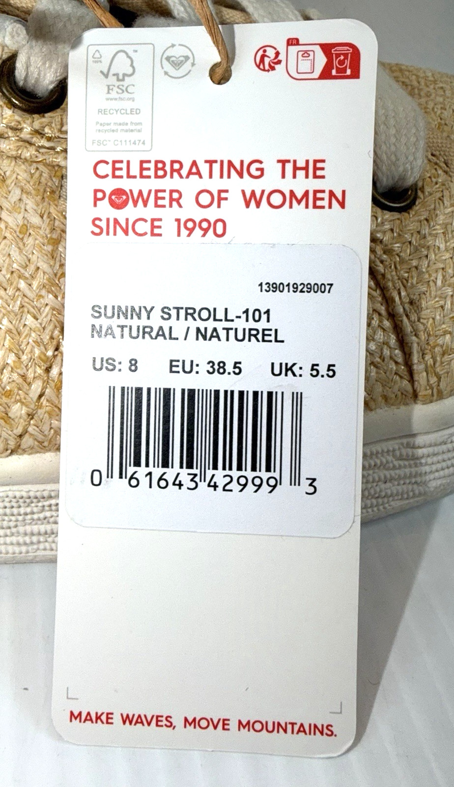 ROXY Women’s Natural Sunny Stroll Sneakers Size 8 – Woven Bamboo Beach Vibes New