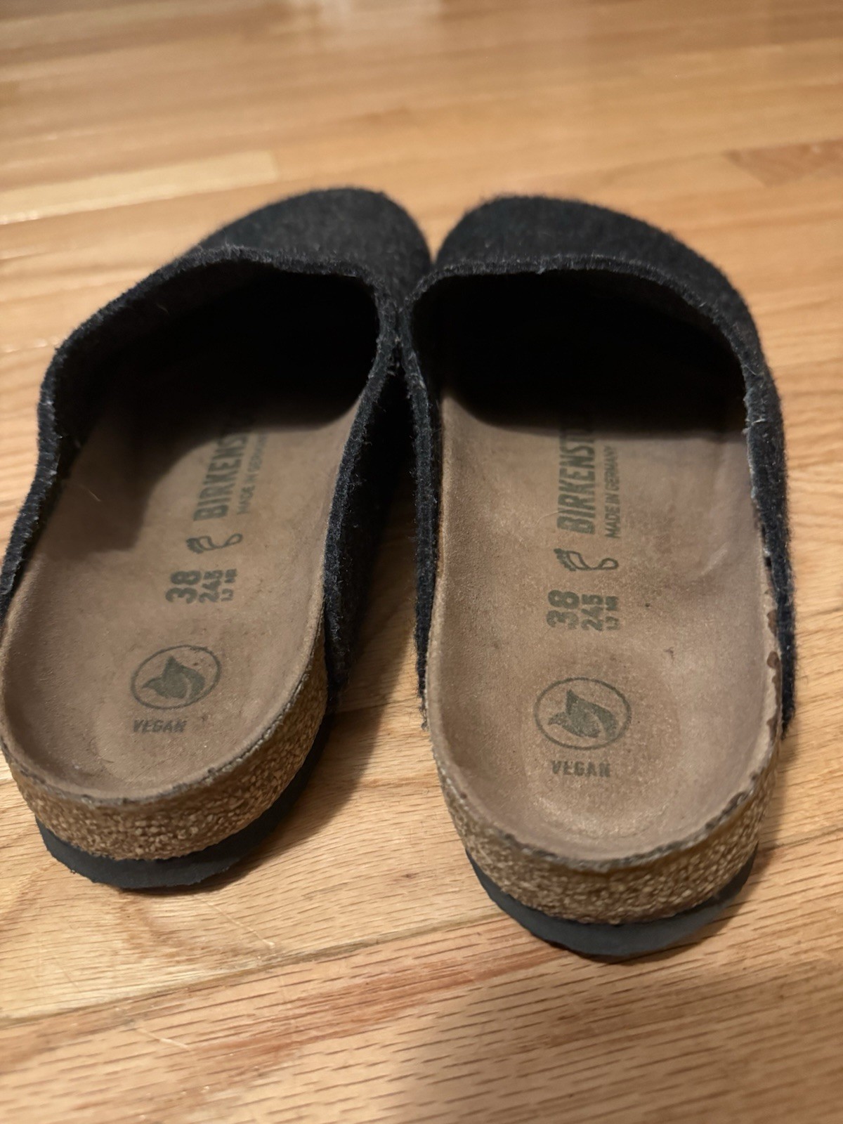 VEGAN Birkenstock Amsterdam Womens Size 38 Dark Gray Felt Clog Mule Comfort