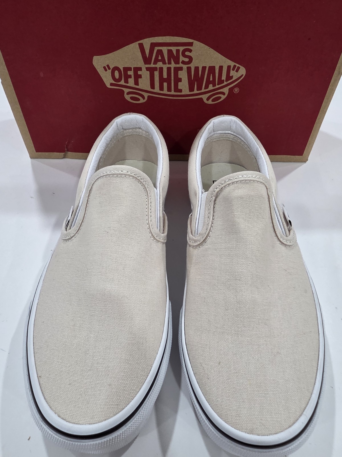 Vans Classic Slip-On Natural Canvas Shoes Men 4.5 Women 6 With Box