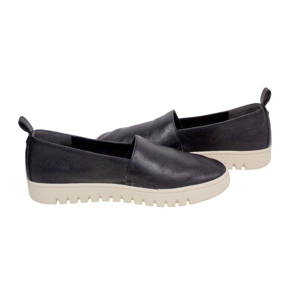 Vionic Uptown A-Line Black Leather Flats Arch Support Comfort Slip-On Shoes