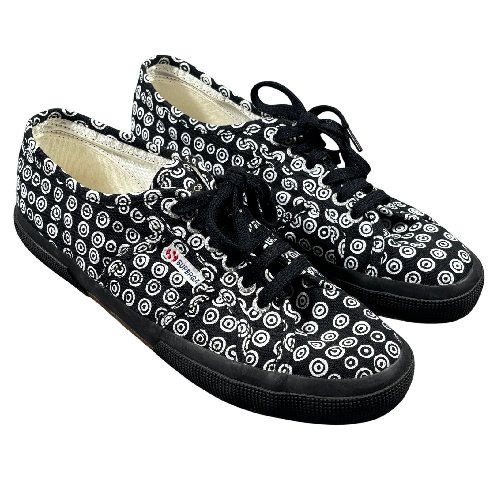 10 CORSO COMO x Superga Low Top Sneakers 10.5 Canvas Graphic Print Black White