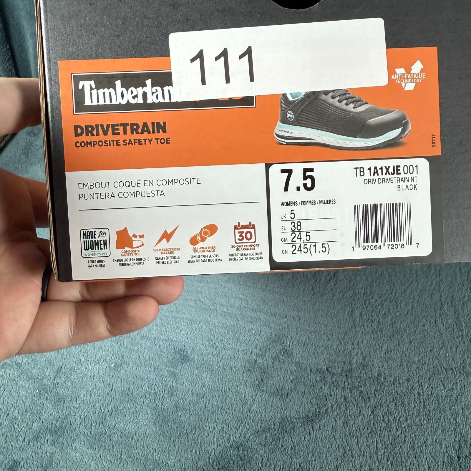 Timberland PRO Drivetrain Composite Safety Toe Black/Turquoise Women’s Size 7.5