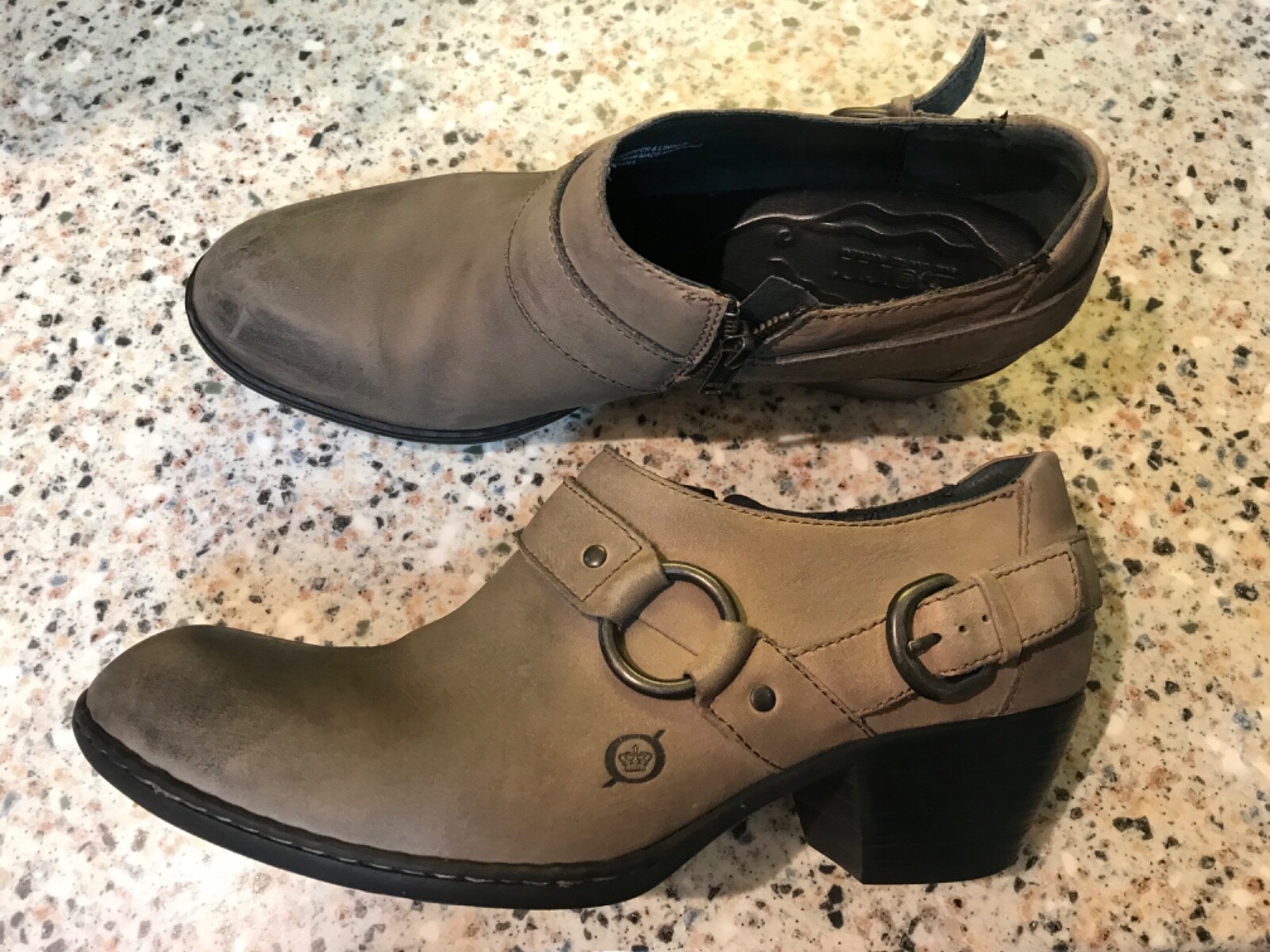 BORN COMFORT SHOES HARNESS BOOTS WOMENS SHOES SIZE 9/40.5 BOOTIES TAN/ombré